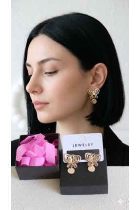 Tilde Füsun Küpe Gold Pirinç (Lak Kaplama) Fisun Kelebek Küpe - Kutulu