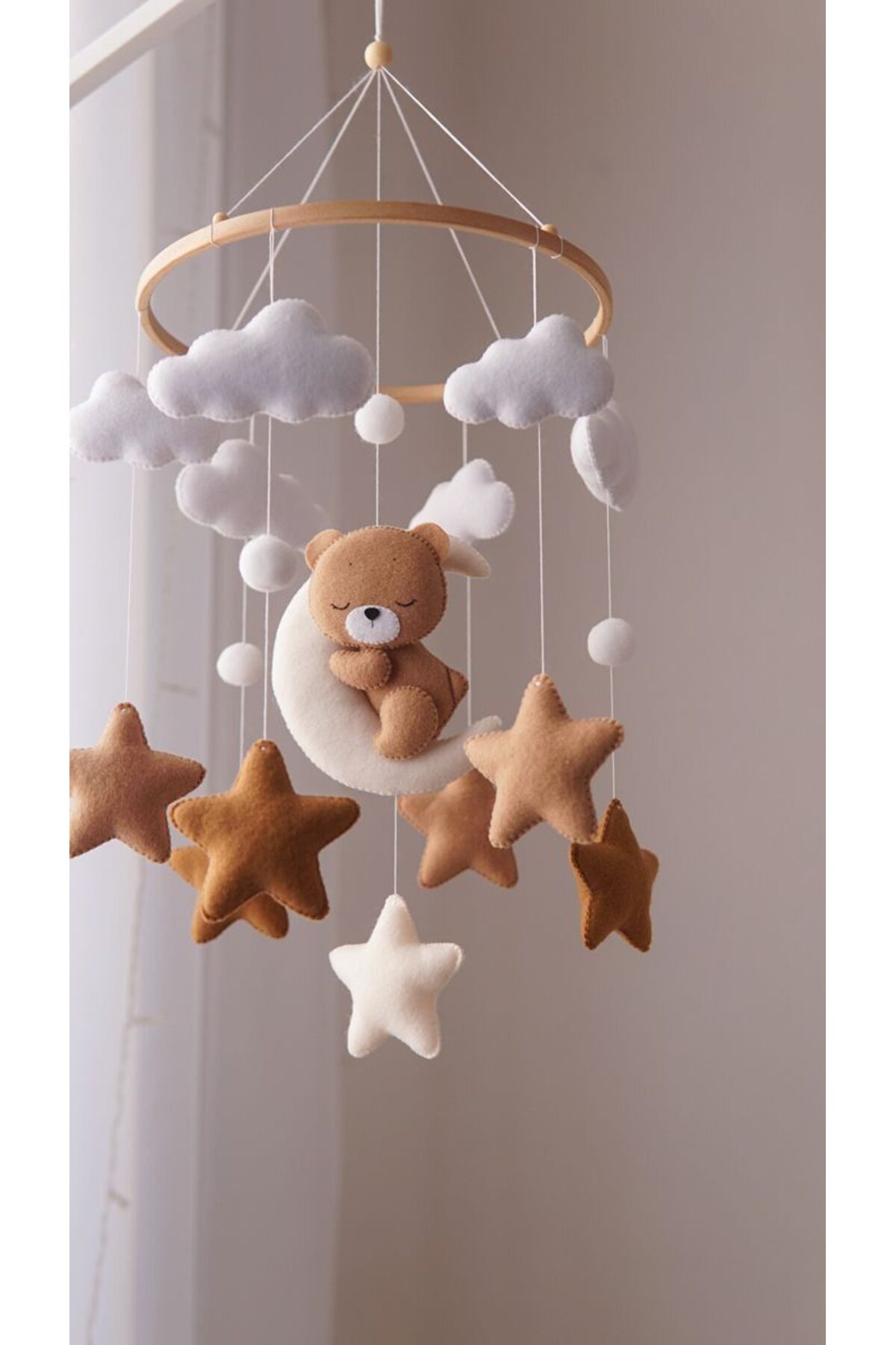 TREND METFİQ DECORATİON El Yapımı Safari Keçe Bebek Dönencesi Boho Bebek Odası Dekorasyonu Yenidoğan Beşik Süsü Hediyelik fotoğrafı 3 (önizleme)