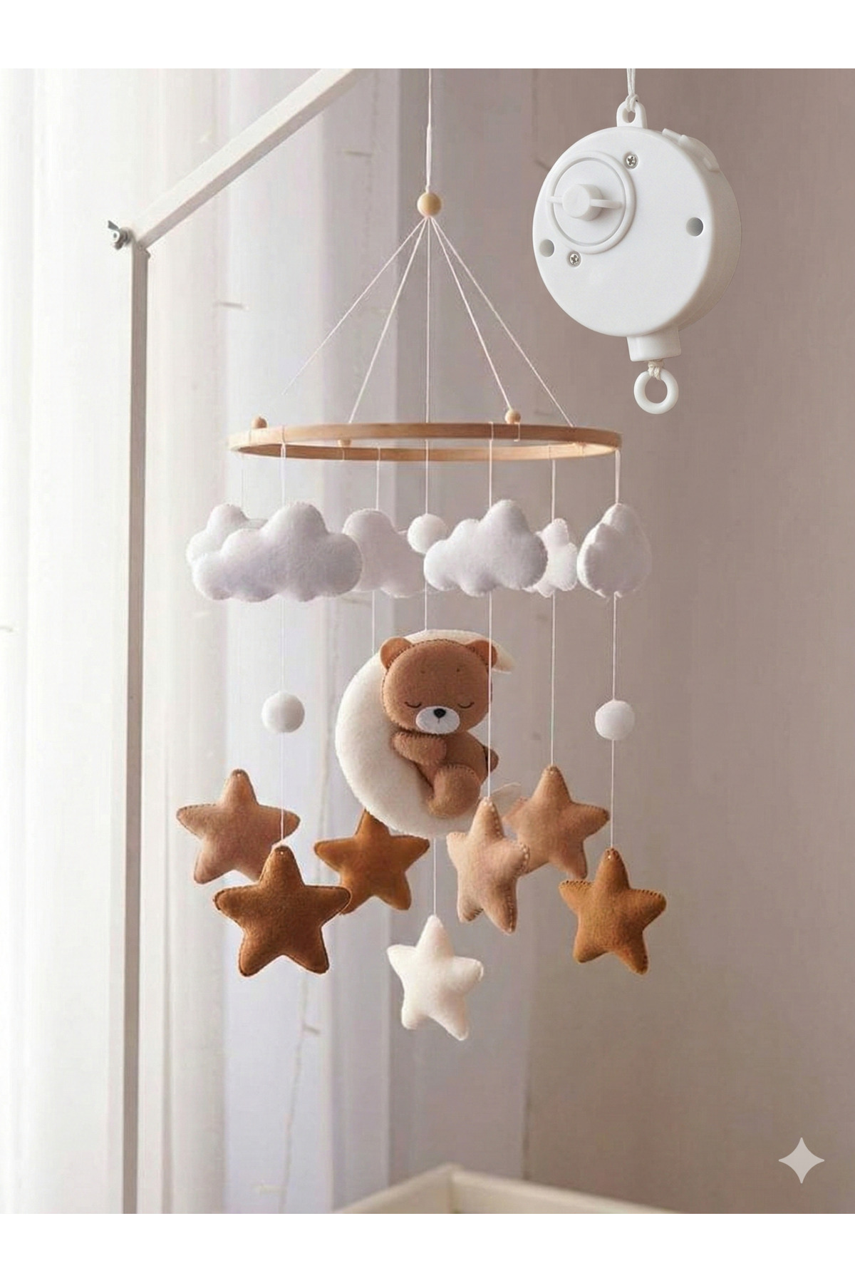 TREND METFİQ DECORATİON El Yapımı Safari Keçe Bebek Dönencesi Boho Bebek Odası Dekorasyonu Yenidoğan Beşik Süsü Hediyelik fotoğrafı 6 (önizleme)