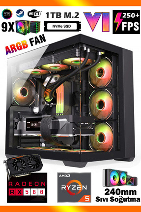 Zeiron Camazots P60 Ryzen 5 5500 32GB 1TB M.2 SSD 8GB RX580 240mm Sıvı Soğutm...