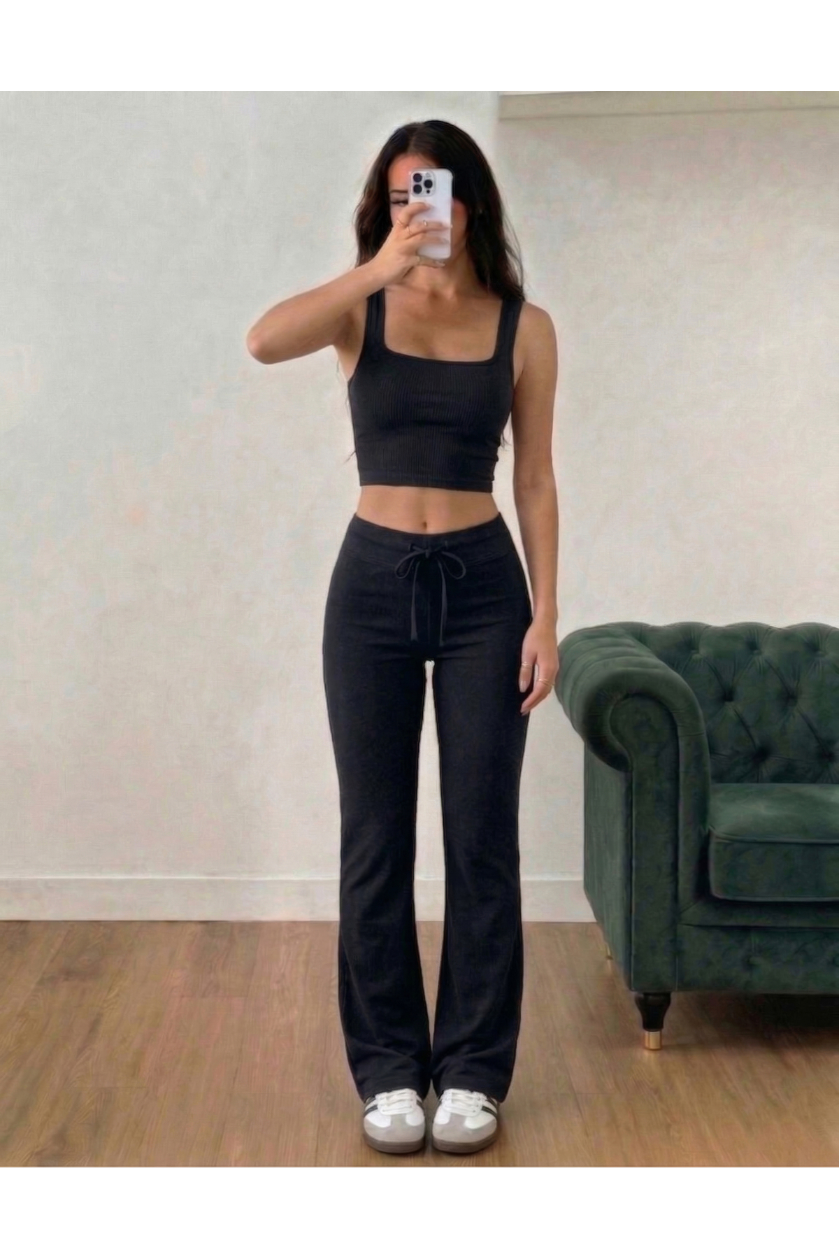 fablair Yumuşak Dokulu Modal Yüksek Bel Esnek Geniş Paça Pantolon görsel 4