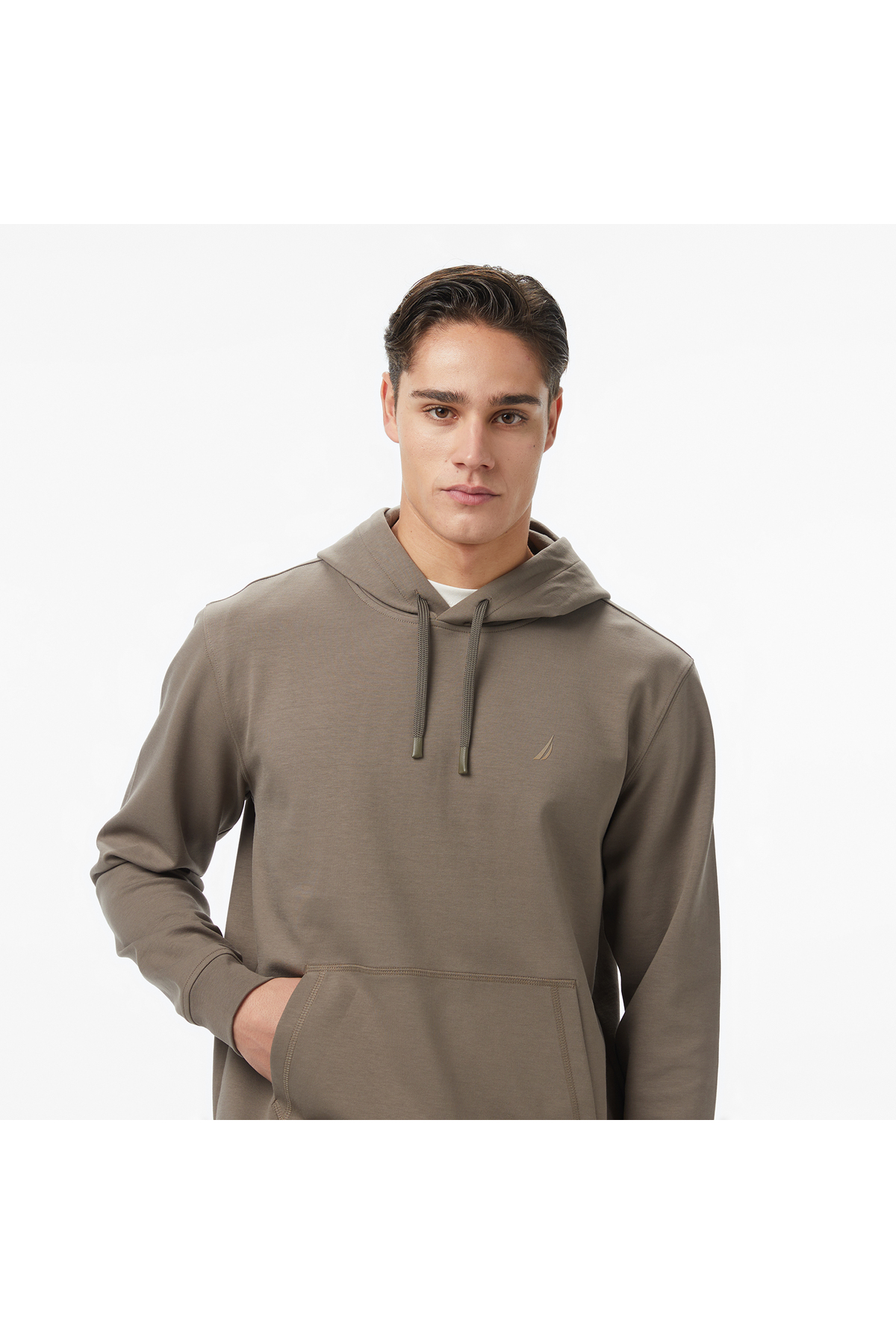 سویشرت مردانه کلاه دار کلاسیک قهوه‌ای - قهوه‌ای K57226T — تصویر 4 از 5