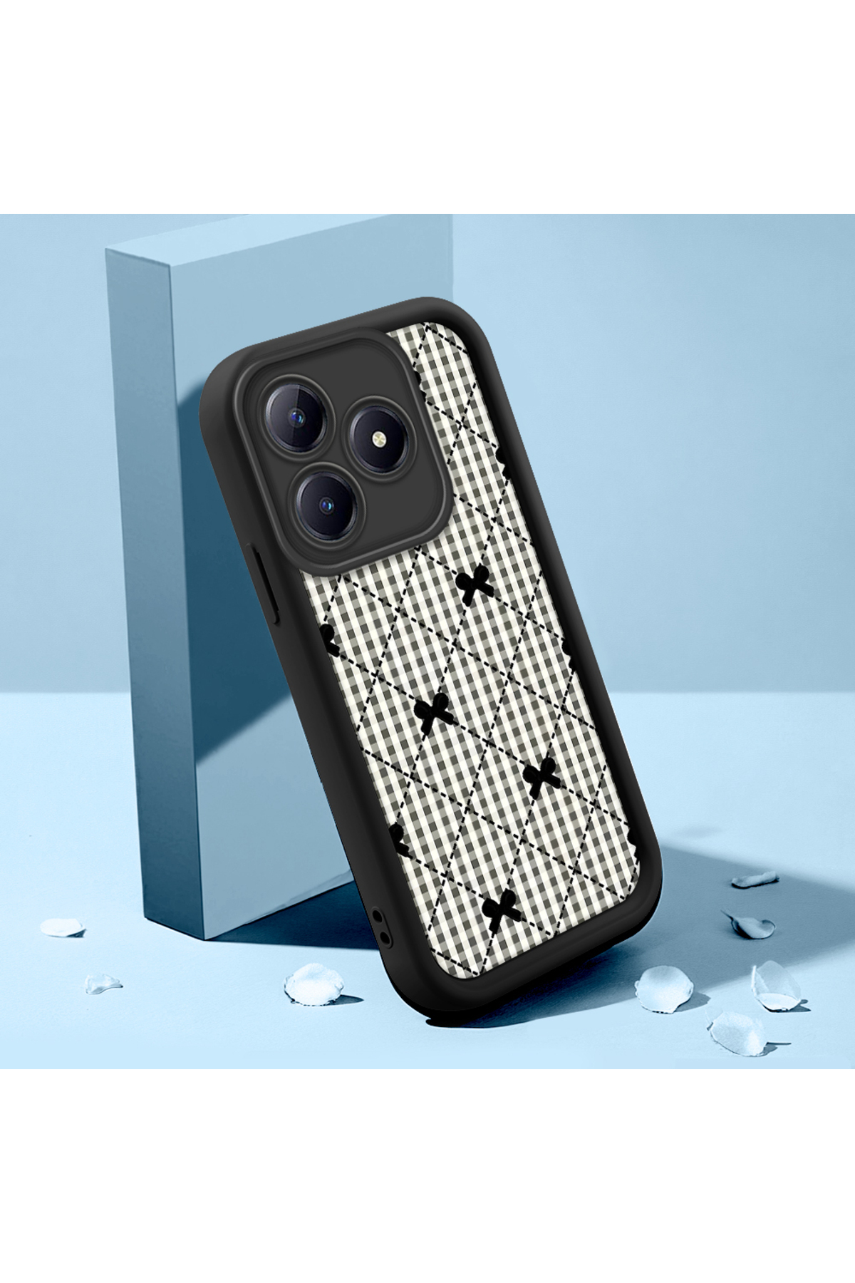 Hontinga Realme C61 Uyumlu çizgili Desen Kamera Korumalı İnce Yumuşak Silikon Telefon Kılıfı