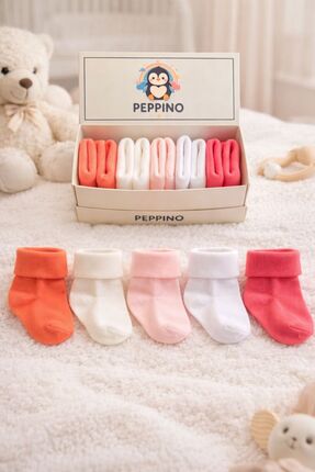 Peppino Organik Pamuk Unisex 5'li Kutulu Premium Yeni Doğan Bebek Çorabı