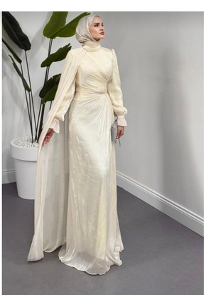 GÜZELLER Jan Jan Kumaş Taş Detaylı Pelerinli Nikah Nişan Söz İsteme Elbisesi ...