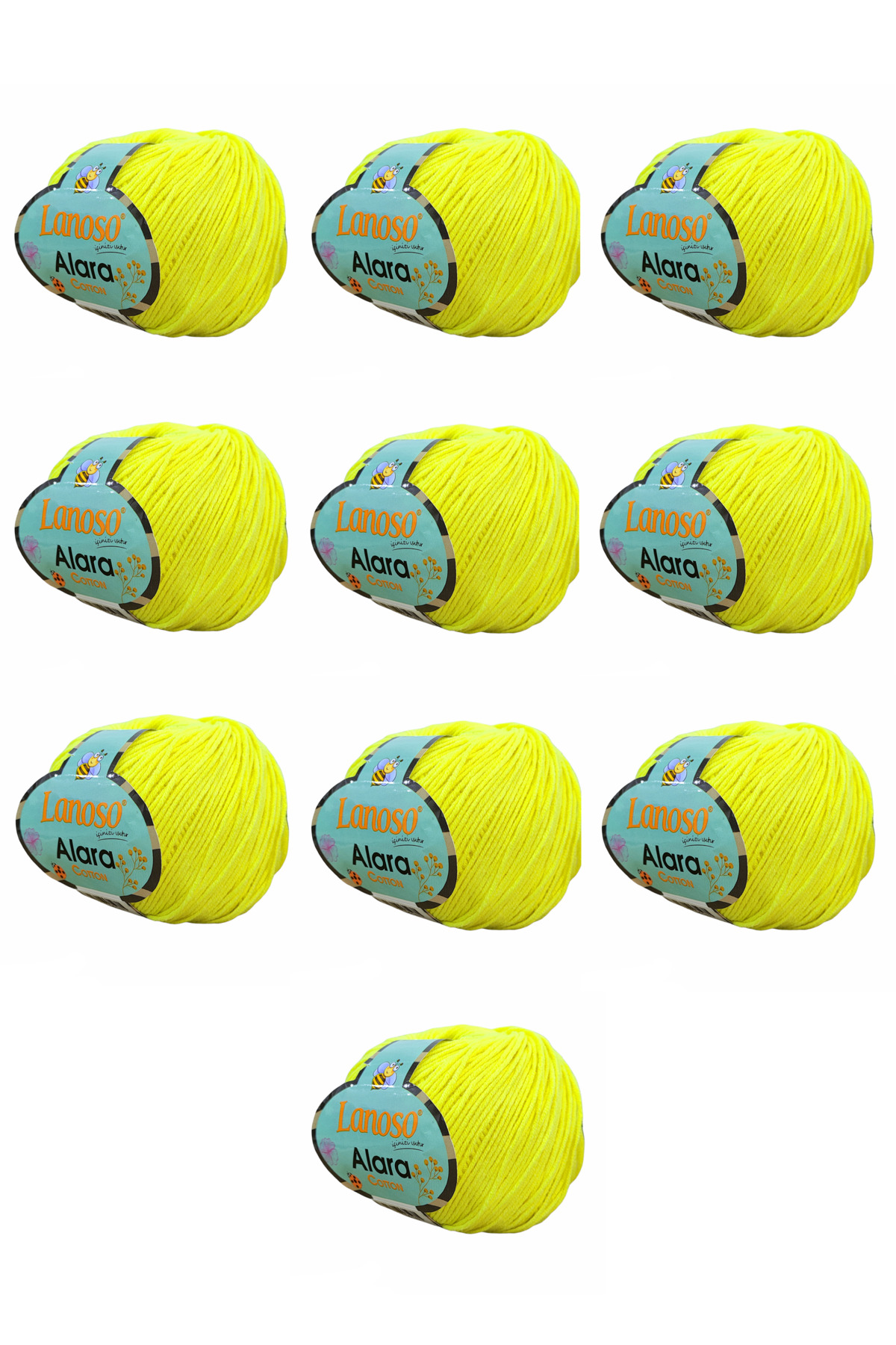 Alara Cotton 10-Pack50 g 140 m Cotton and Acrylic( 970 )Amigurumi and Knitting Yarn