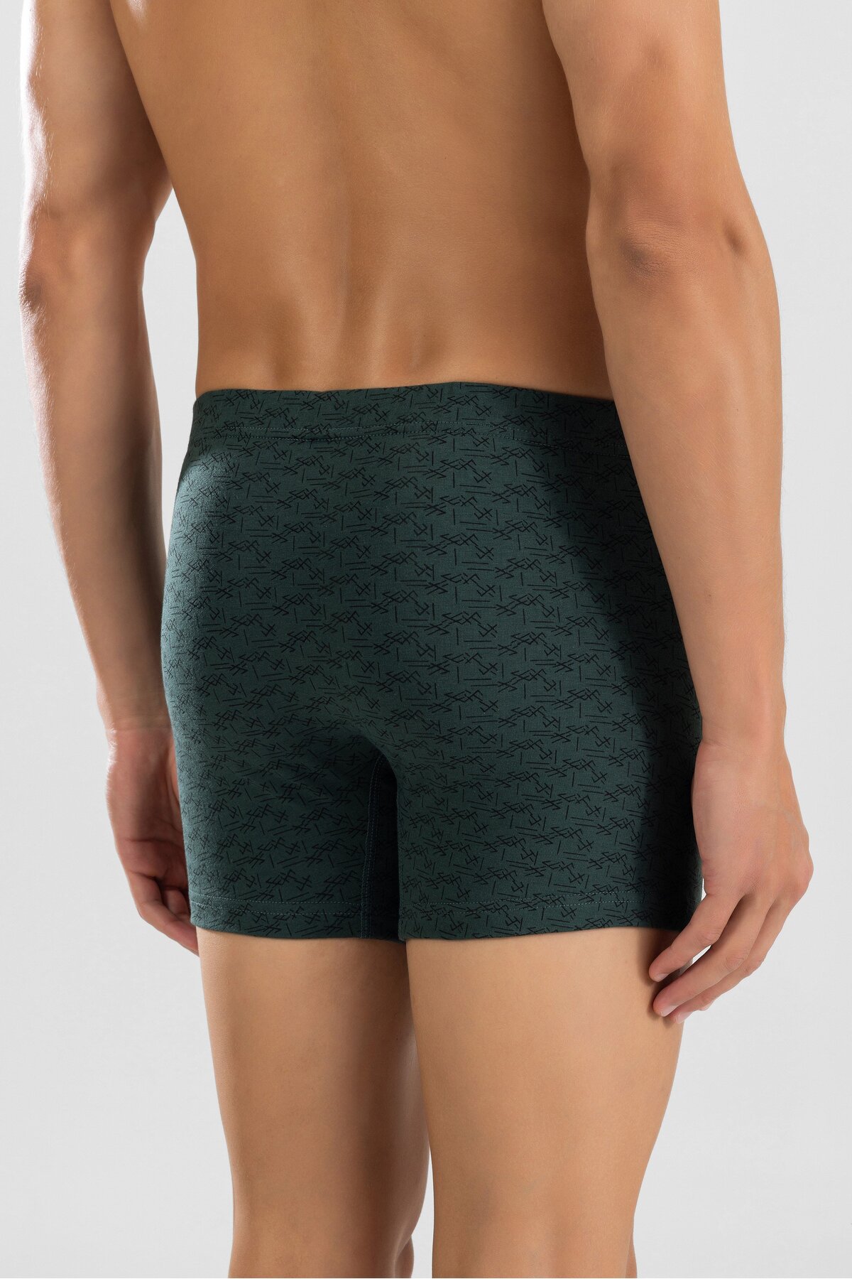 BAYKAR Erkek Pamuklu Compact Likralı Desenli Boxer 1448 Yeşil görsel 3