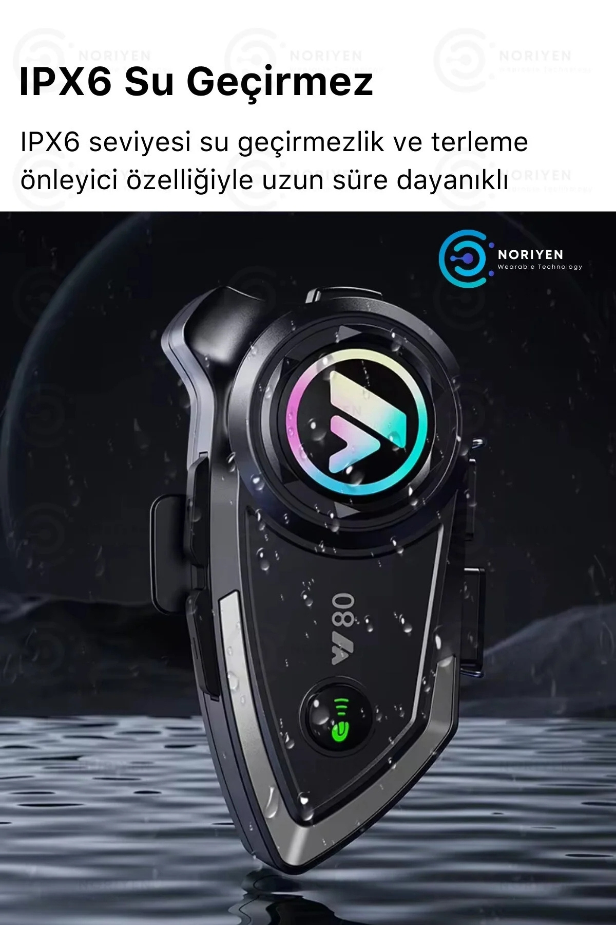 Y80 Yeni Nesil Motosiklet Kask Interkom Mikrofonlu Gürültü Engelleyici 5.3 Bluetooth Işıklı Kulaklık