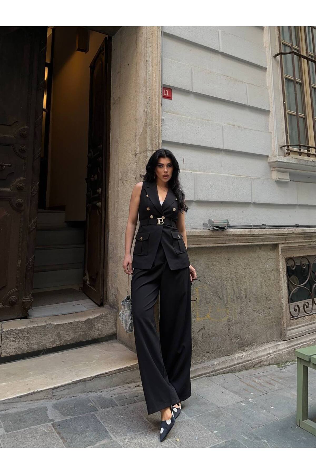 Costume tailleur femme avec ceinture B - Görsel 7