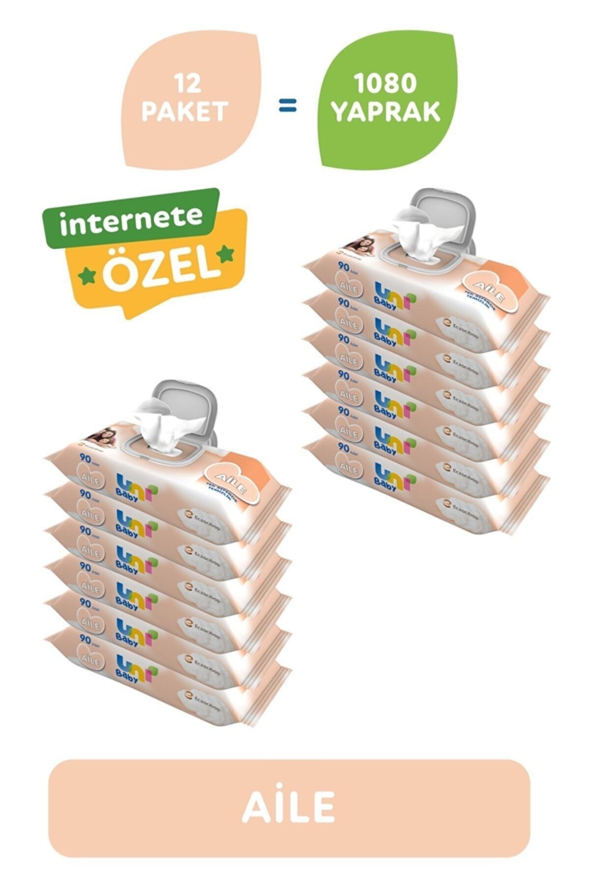 Uni Baby Aile Islak Mendil 12 x 90'lı fotoğrafı 2 (önizleme)