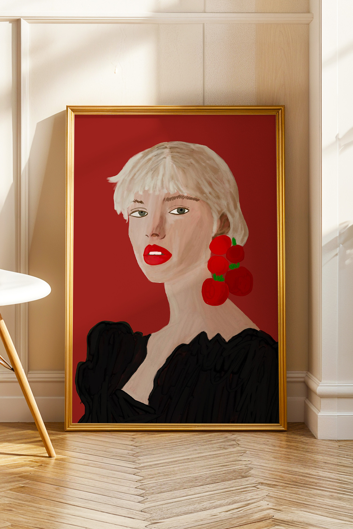 2’li Tablo Seti Nar ve Kadın Portre Modern Poster Duvar Dekoru Çerçevesiz
