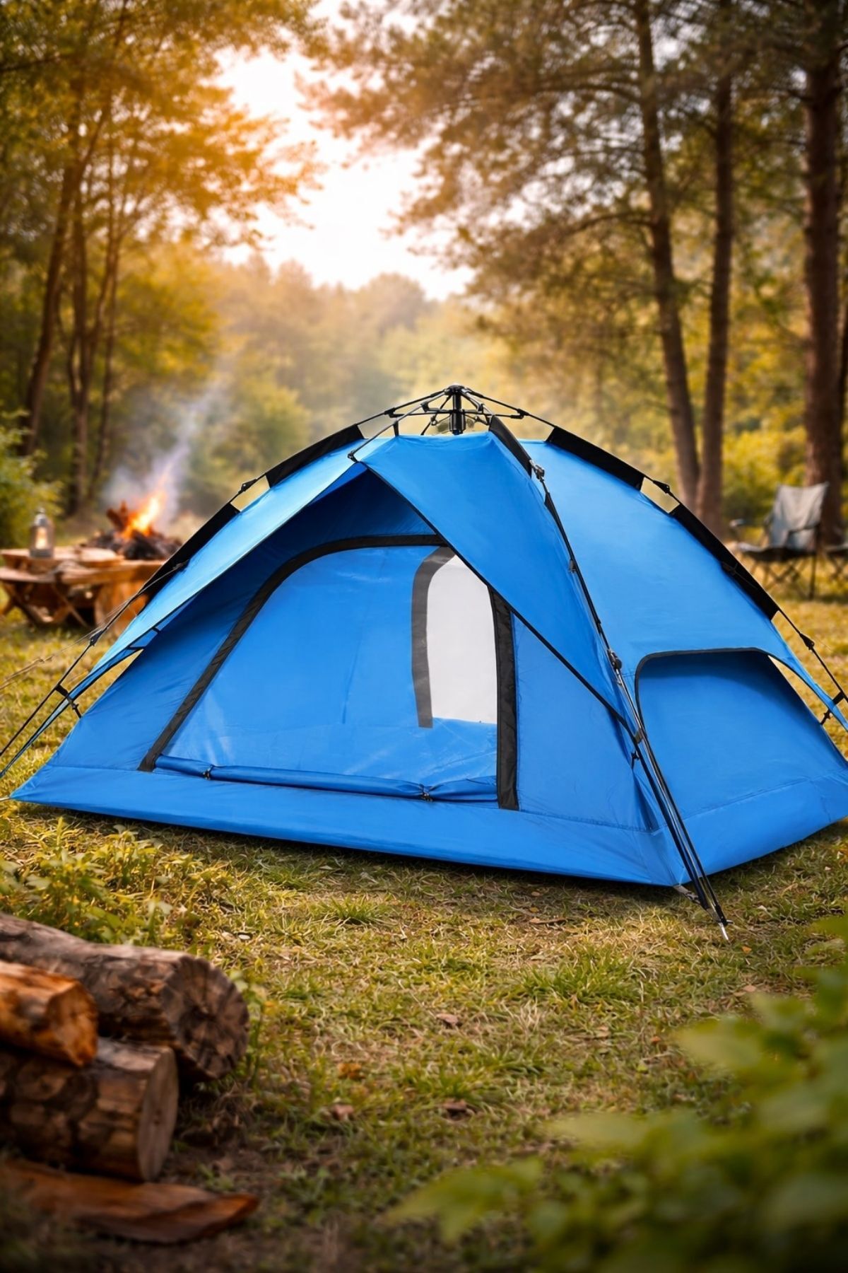 Buffer ® 4 Kişilik Otomatik Kamp Çadırı – Çift Katmanlı, Suya Dayanıklı, Hızlı Kurulum Outdoor Aile v
