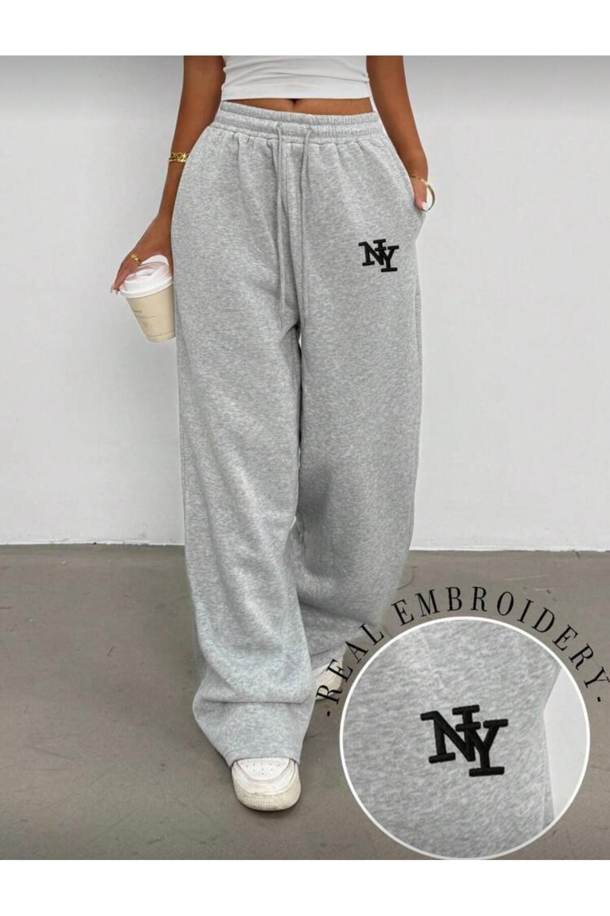 Le Vion Pantaloni de trening pentru femei, supradimensionați, cu picior larg,...