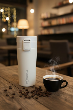 Star Termos Tuşlu Mug Termos 380 ML Paslanmaz Çelik Sızdırmaz 6 Saat Sıcak 12...