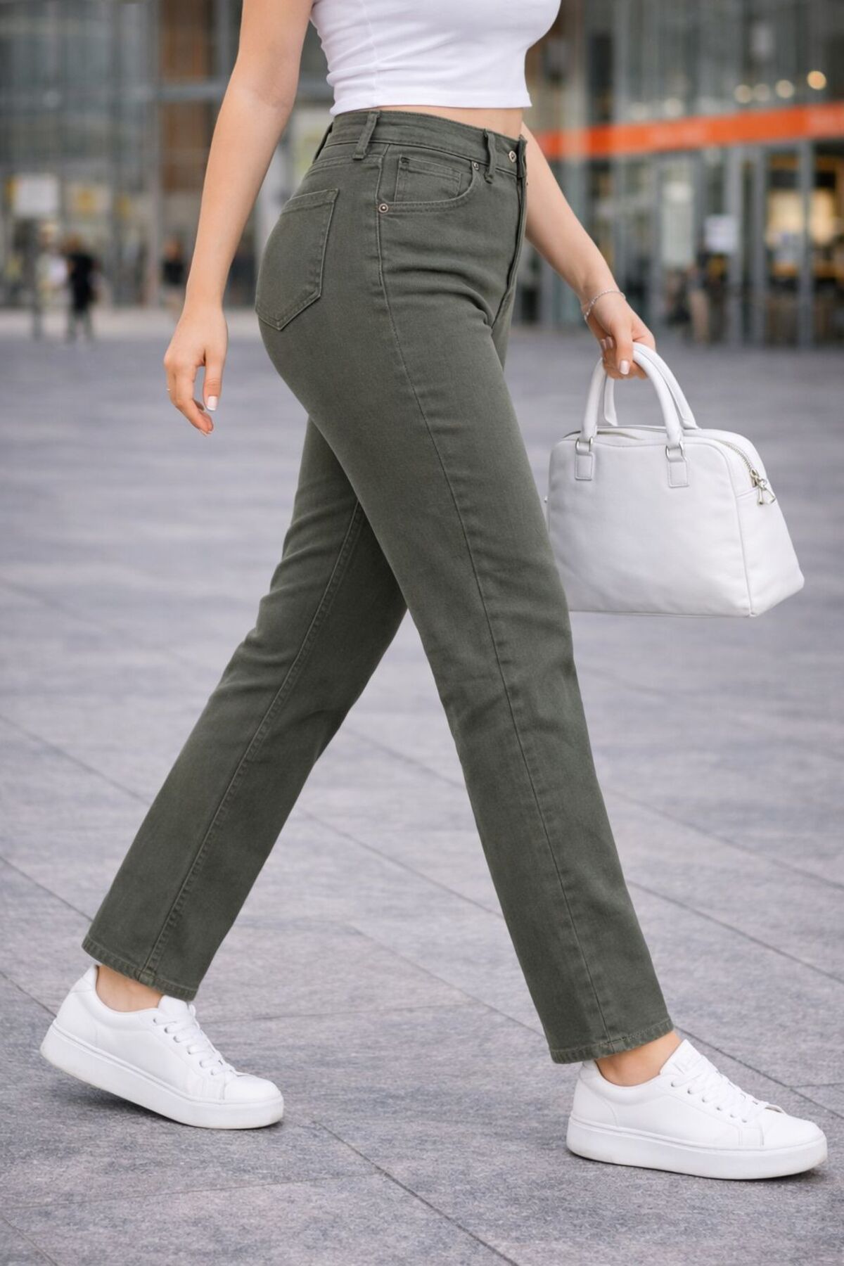 ASSO  BÜYÜK BEDEN BORU PAÇA KADIN YÜKSEK BEL TOPARLAYICI ESNEK KUMAŞ RAHAT KALIP PANTOLON - Görsel 2