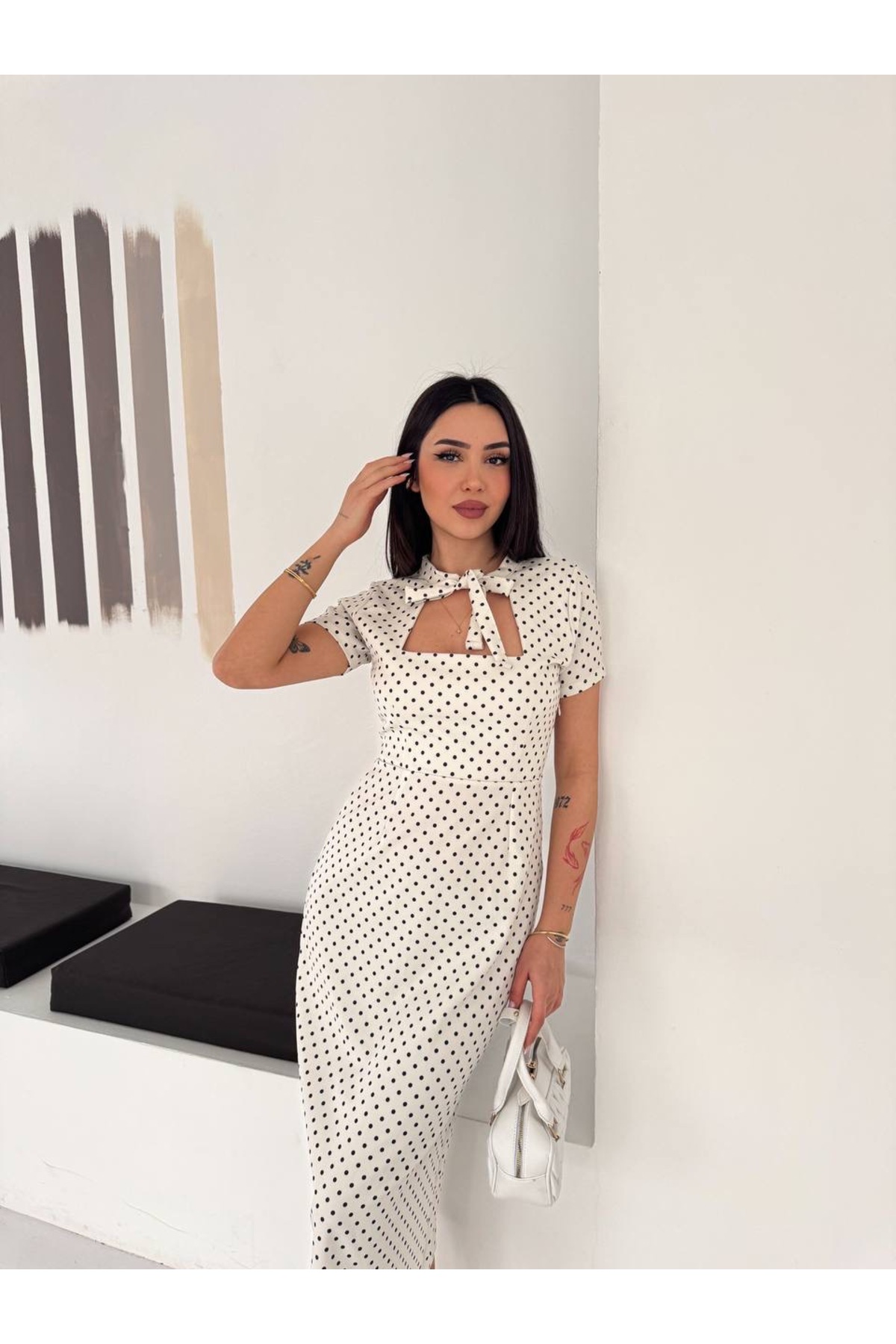 Kiki  Puantiyeli elbise - Görsel 2