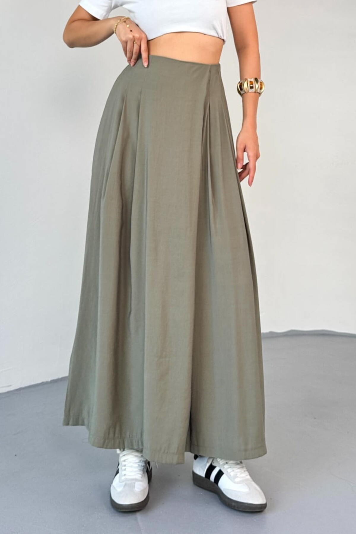 Suziş  PİLE DETAYLI BELİ LASTİKLİ ETEK PANTOLON 51204 - Görsel 7