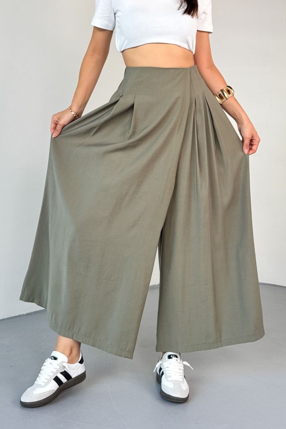 Suziş  PİLE DETAYLI BELİ LASTİKLİ ETEK PANTOLON 51204 - Görsel 6