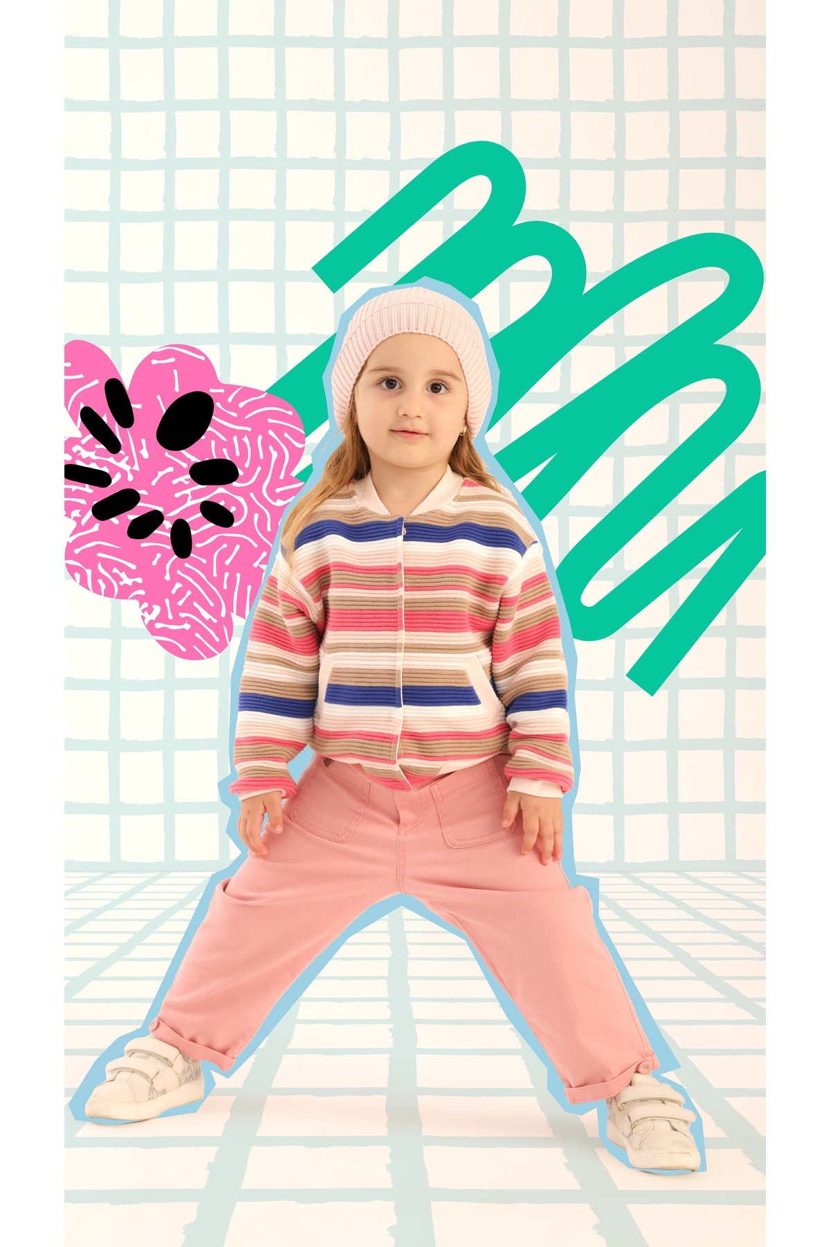 Patique Kids Rengarenk Çizgili Düğmeli Organik Pamuklu Triko Kız Çocuk Hırka fotoğrafı 2 (önizleme)