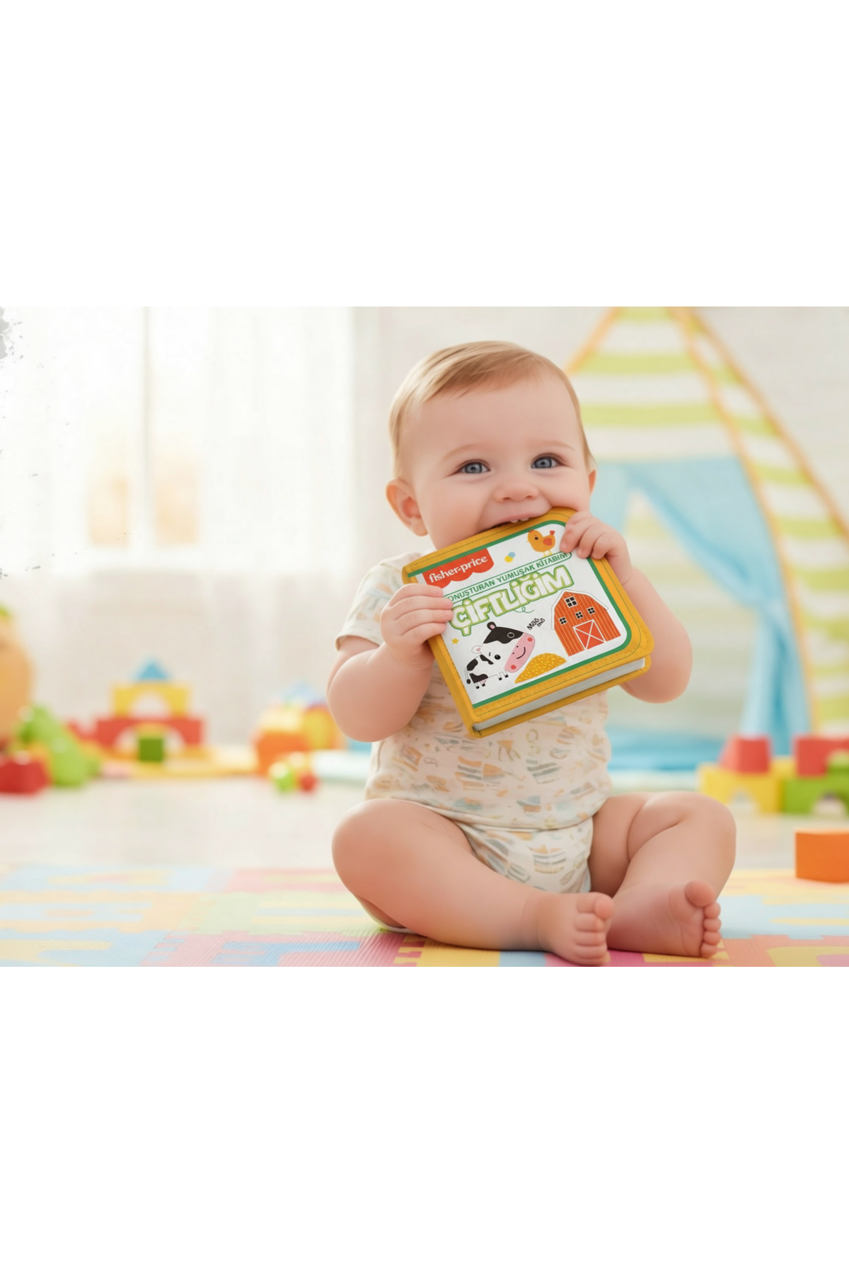 Fisher Price Konuşturan Bebek Kitabı Hışırtılı Sesli, Duyusal, Zeka Gelişim 0-3 Yaş Kitap Eğitim Seti (Çiftliğim) fotoğrafı 4 (önizleme)