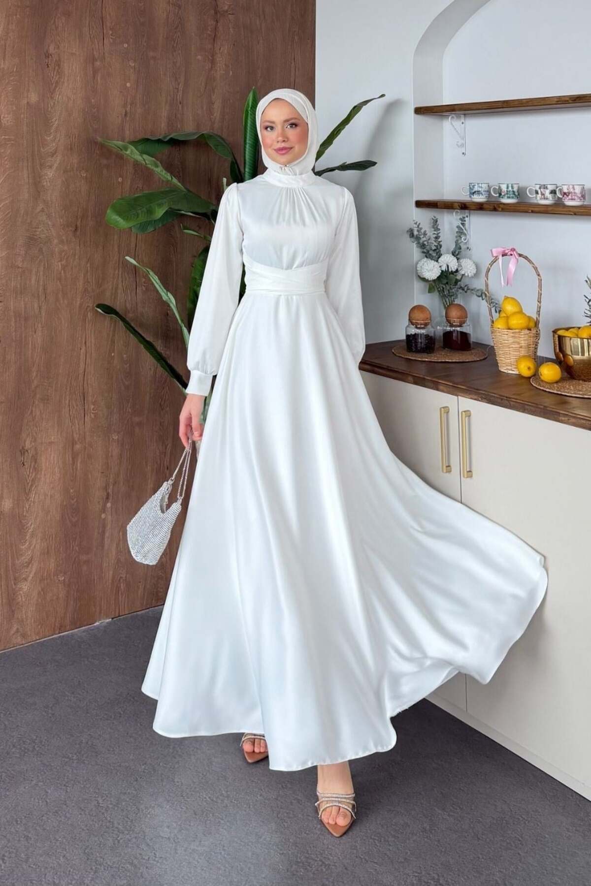 Grace Cross Satin Dress White