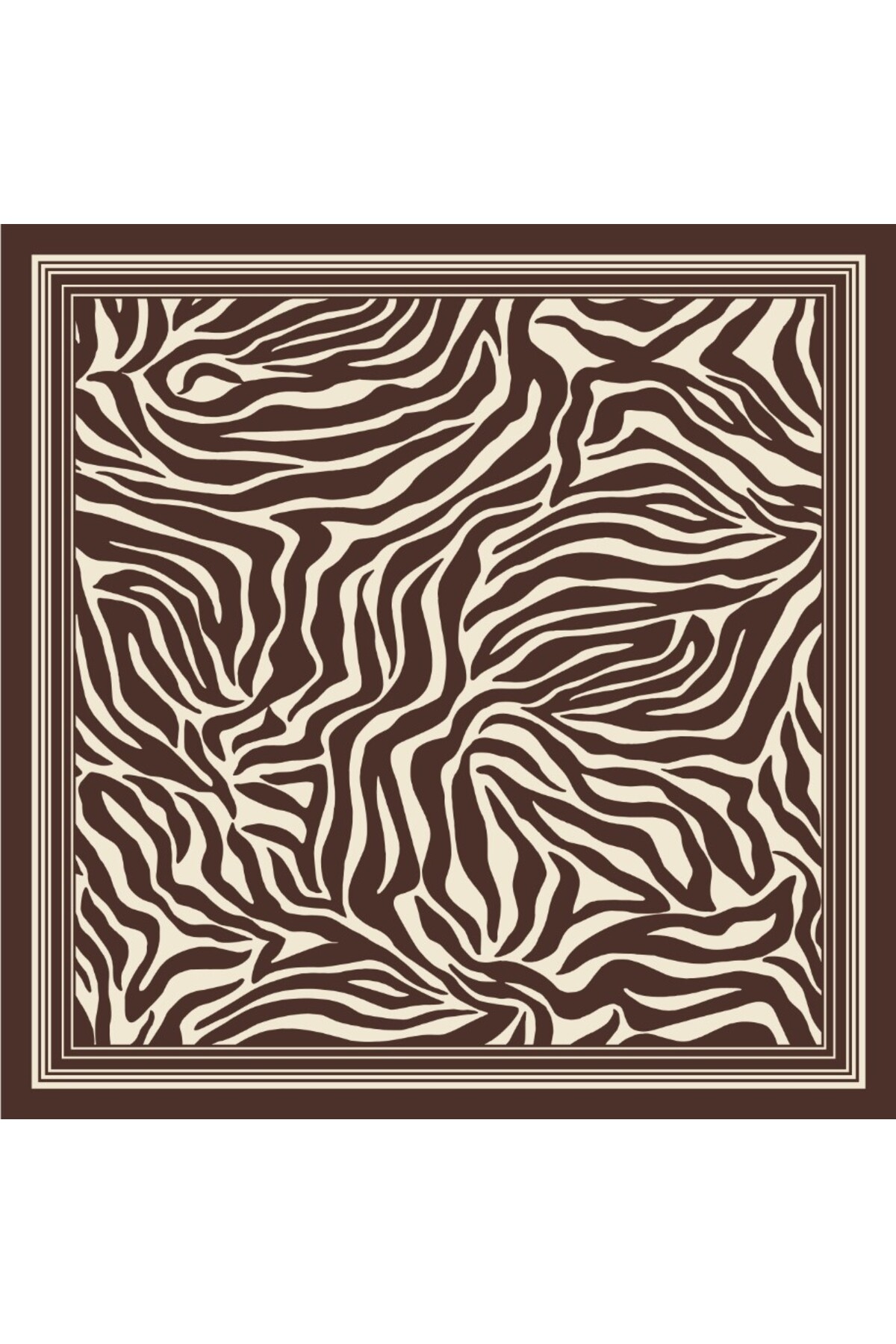 tarzınısec Tarzını Seç Kahverengi Zebra Fular / Bandana / Aksesuar / Şal / Eşarp 70x70 görsel 2