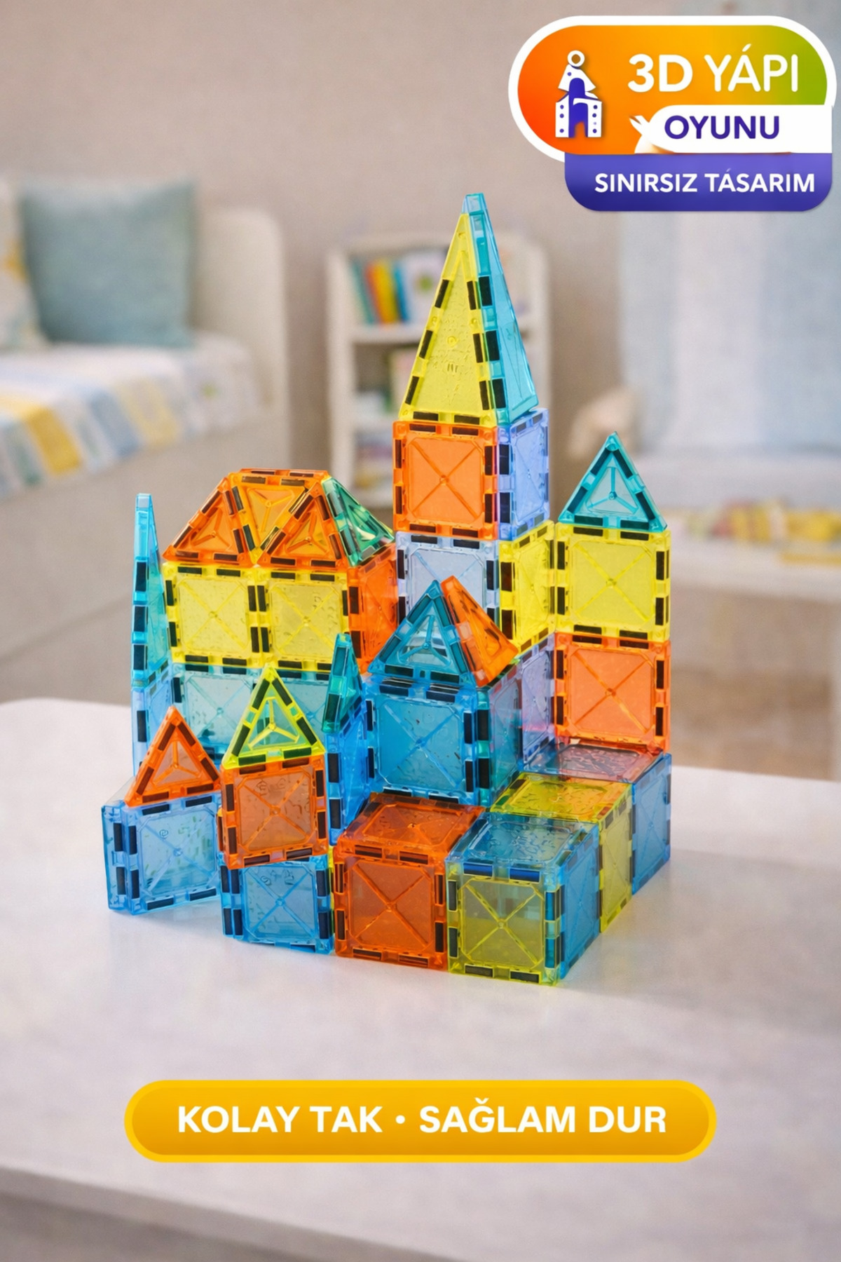 TOYFEST 43 Parça Manyetik Blok Seti – Eğitici Zeka Oyunu, Renkli 3D Yapı Oyuncağı 3+ Yaş I 5.5 cm fotoğrafı 3 (önizleme)