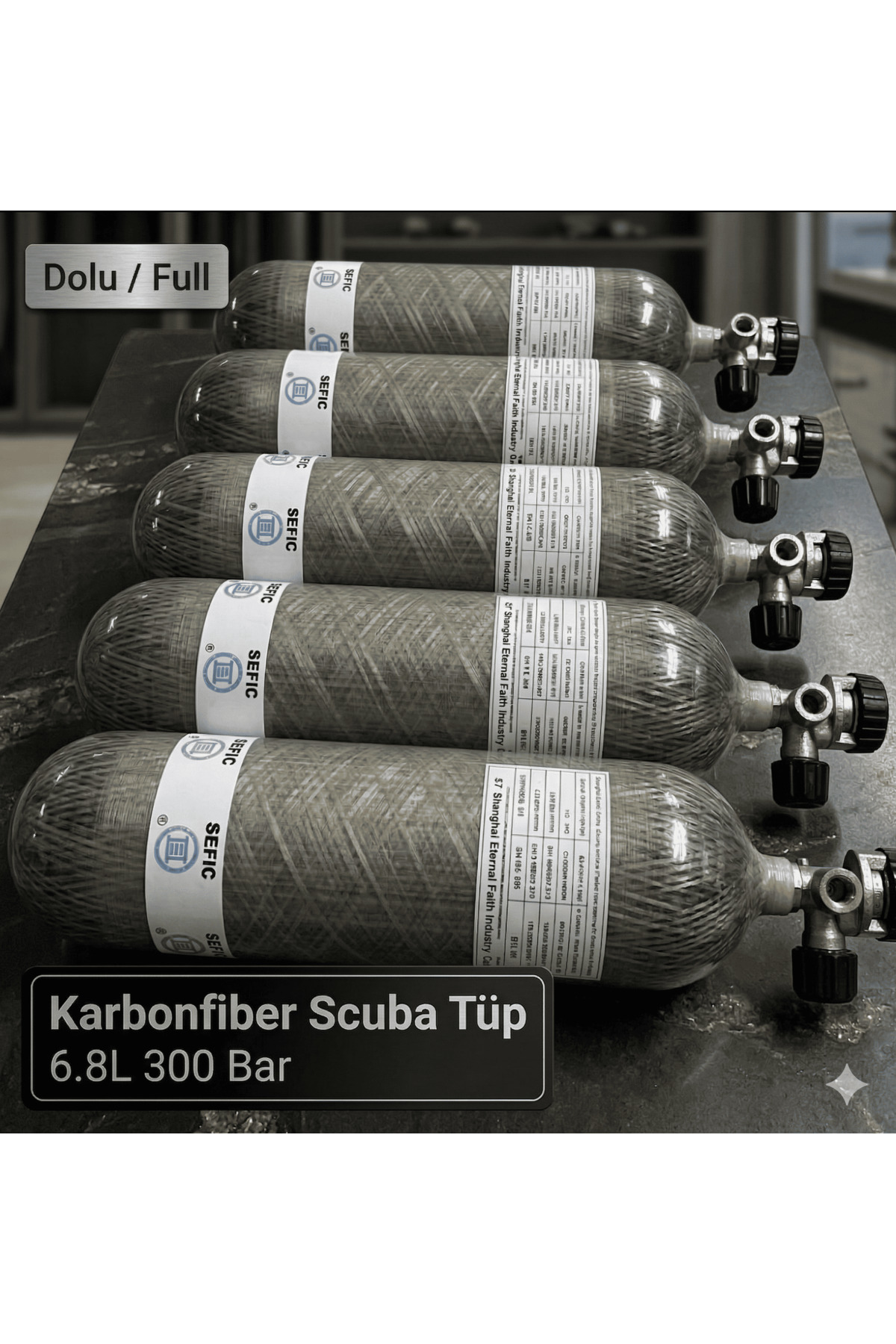 SEFIC 6.8 Litre 300 Bar Karbonfiber Scuba Tüp
