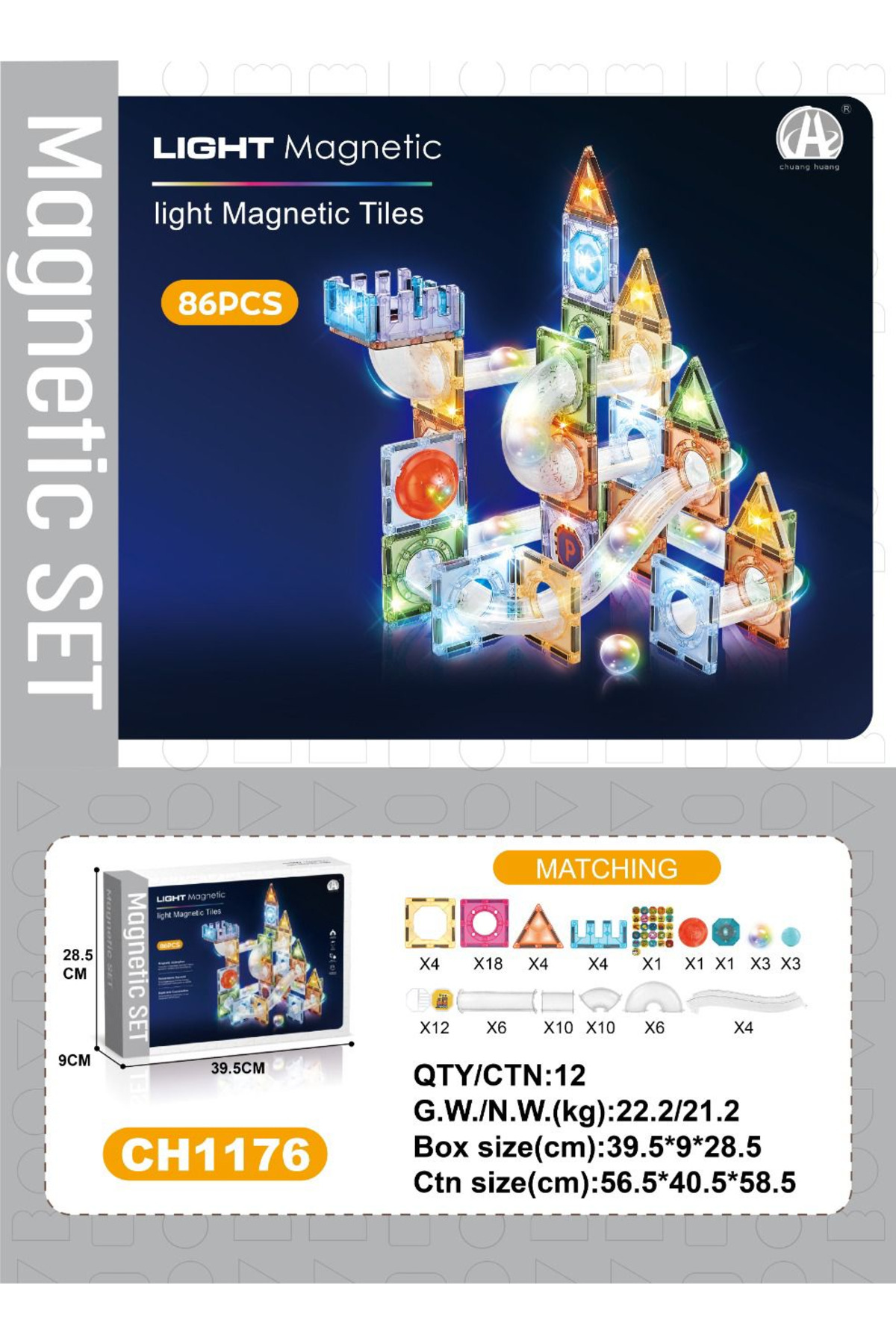 TOYFEST 86 Parça Işıklı Manyetik Blok Seti 7.5cm – Marble Run Eğitici Oyuncak 3+ Yaş Zeka Oyunu fotoğrafı 7 (önizleme)