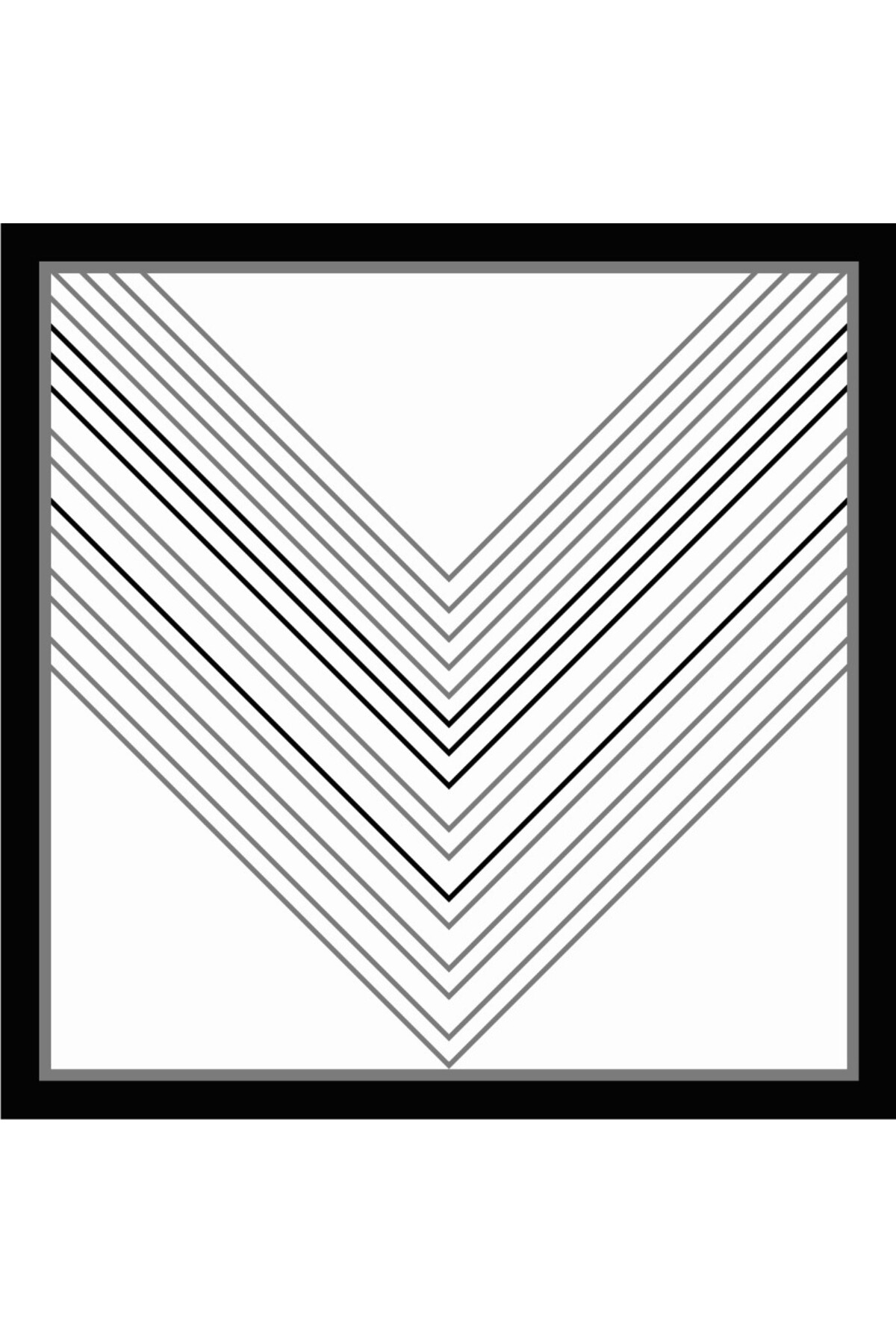 tarzınısec Tarzını Seç Siyah V Çizgi Fular / Bandana / Aksesuar / Şal / Eşarp 70x70 görsel 3