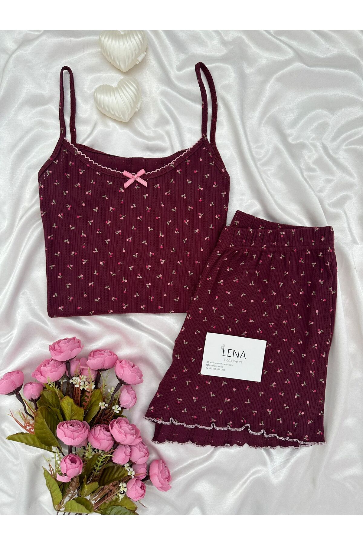 Women's Patterned Cotton Pajamas Set with Shorts