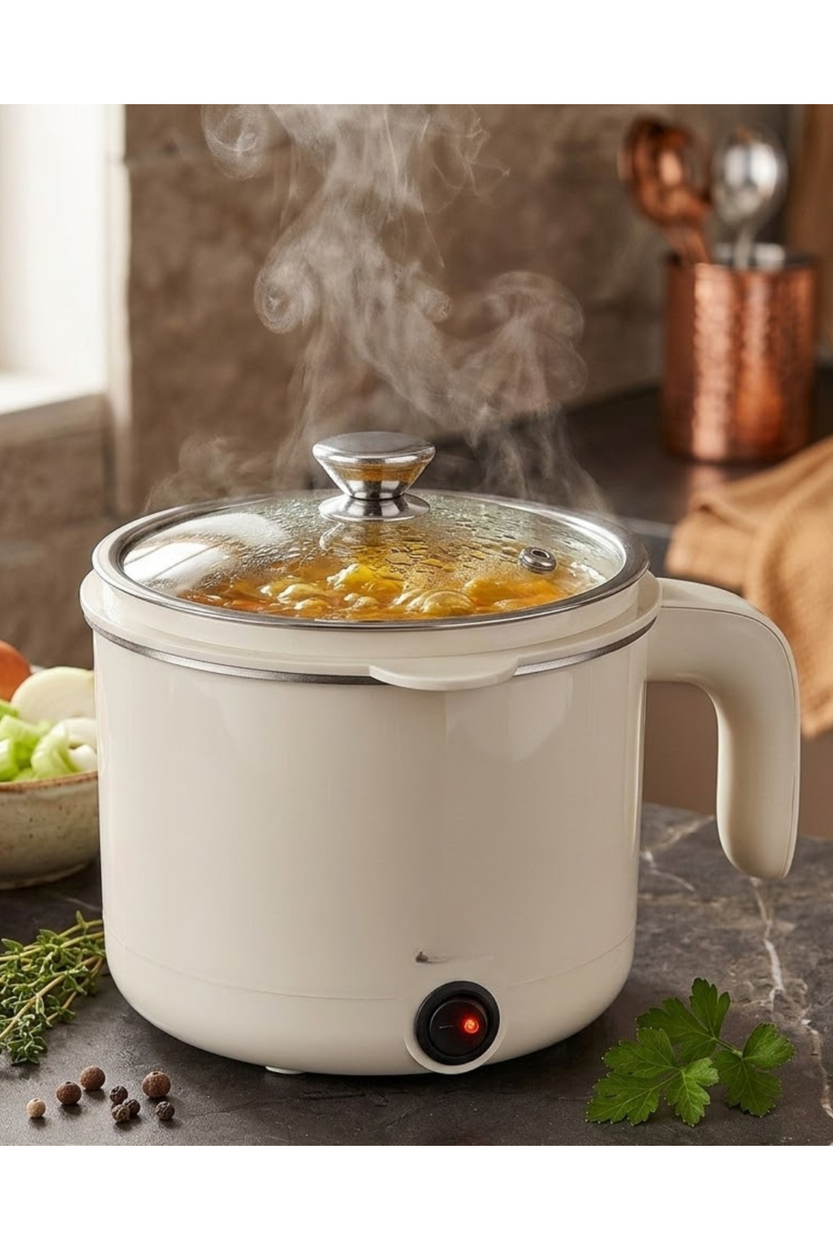 ZERO LAND TECHMRT Çok Amaçlı Elektrikli Pişirici 1 Litre Mini Elektrikli Tencere Buharda (224403) Pişirme Öz fotoğrafı 5 (önizleme)