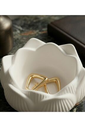 Basart Beyaz Taş Tozu Lotus Çiçeği Takı Tabağı - Dekoratif Aksesuar Düzenleyi...