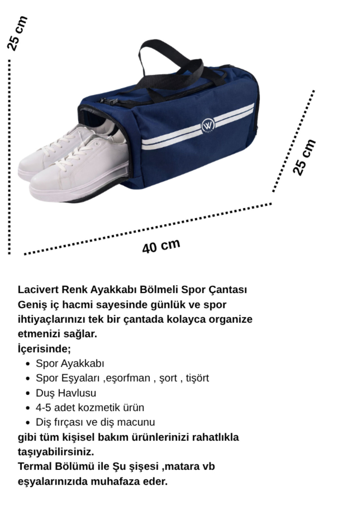 woys  Lacivert Renk Ayakkabı ve Termal Bölmeli Spor Çantası - Görsel 3