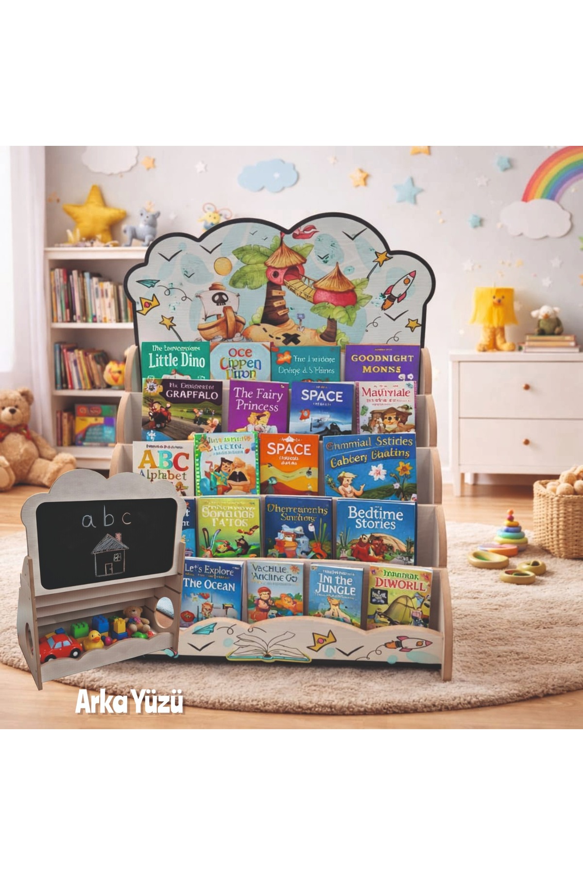 Montessori Board Imagination Theme 5 Shelf Bookcase and Toy Storage Local