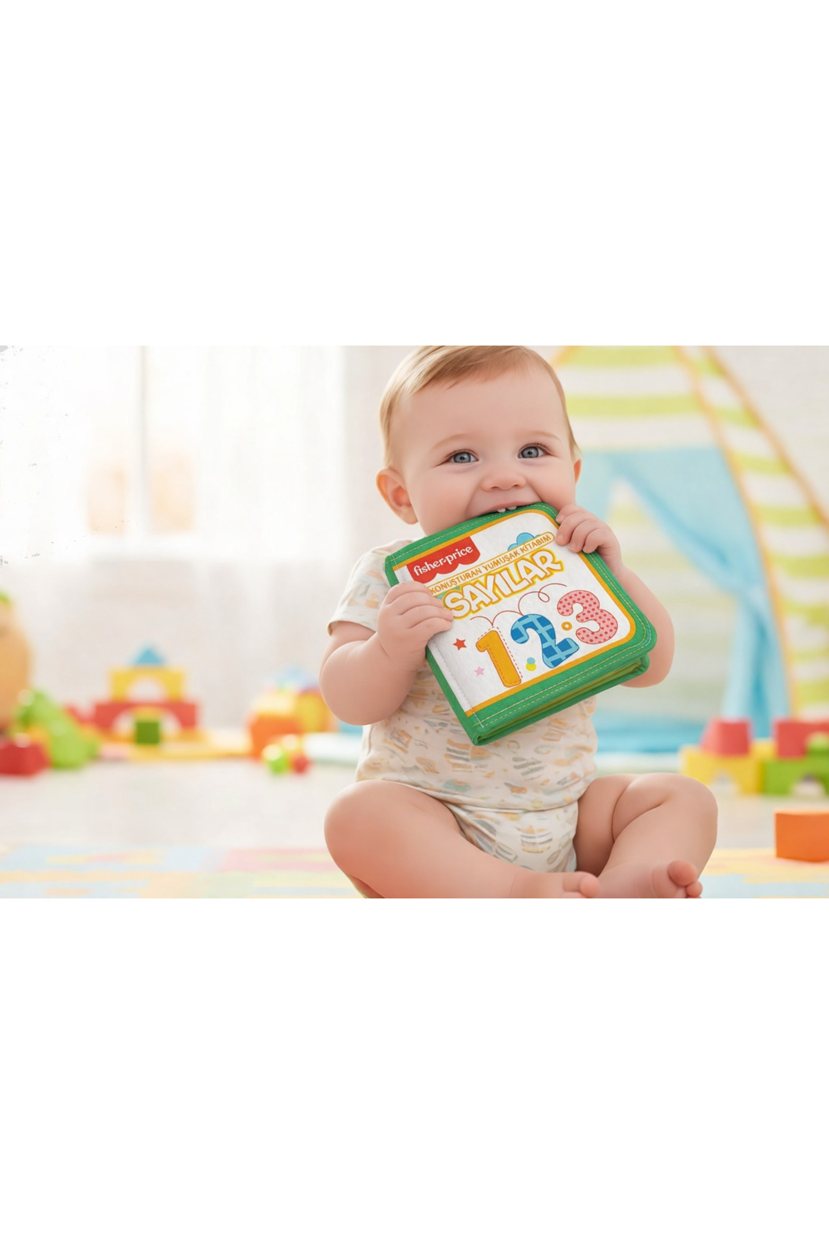 Fisher Price Konuşturan Bebek Kitabı Hışırtılı Sesli, Duyusal, Zeka Gelişim 0-3 Yaş Kitap Eğitim Seti (Sayılar) fotoğrafı 6 (önizleme)