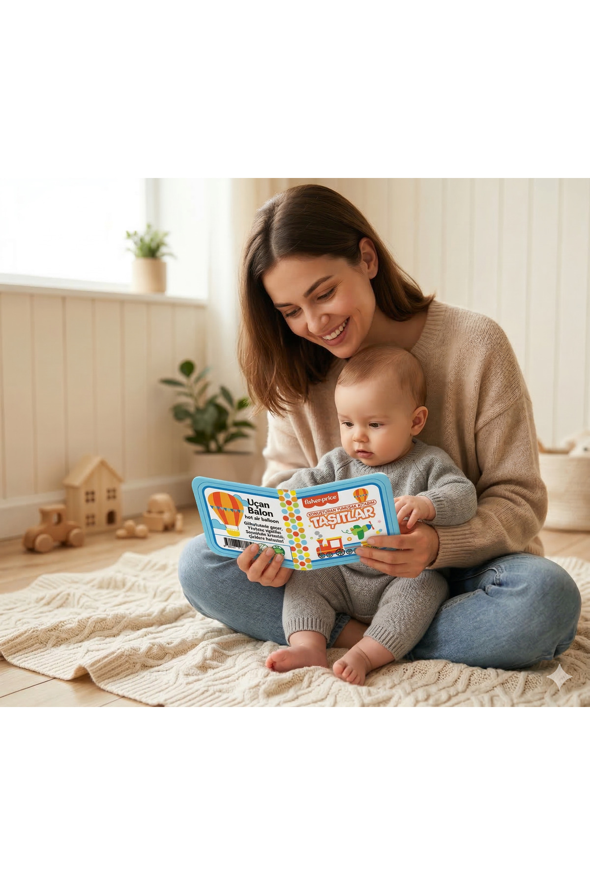 Fisher Price Konuşturan Bebek Kitabı Hışırtılı Sesli, Duyusal, Zeka Gelişim 0-3 Yaş Kitap Eğitim Seti (Taşıtlar) fotoğrafı 3 (önizleme)