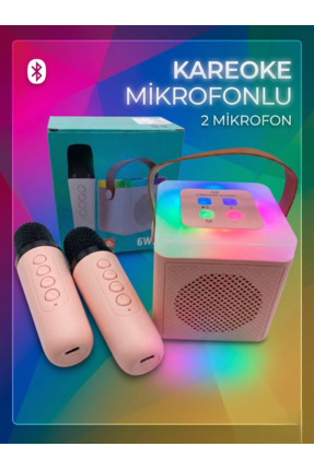 çınaroğlu avm 2 Mikrofonlu Karaoke Bluetooth Hoparlör Rgb Led Işıklı 5 Efektl...
