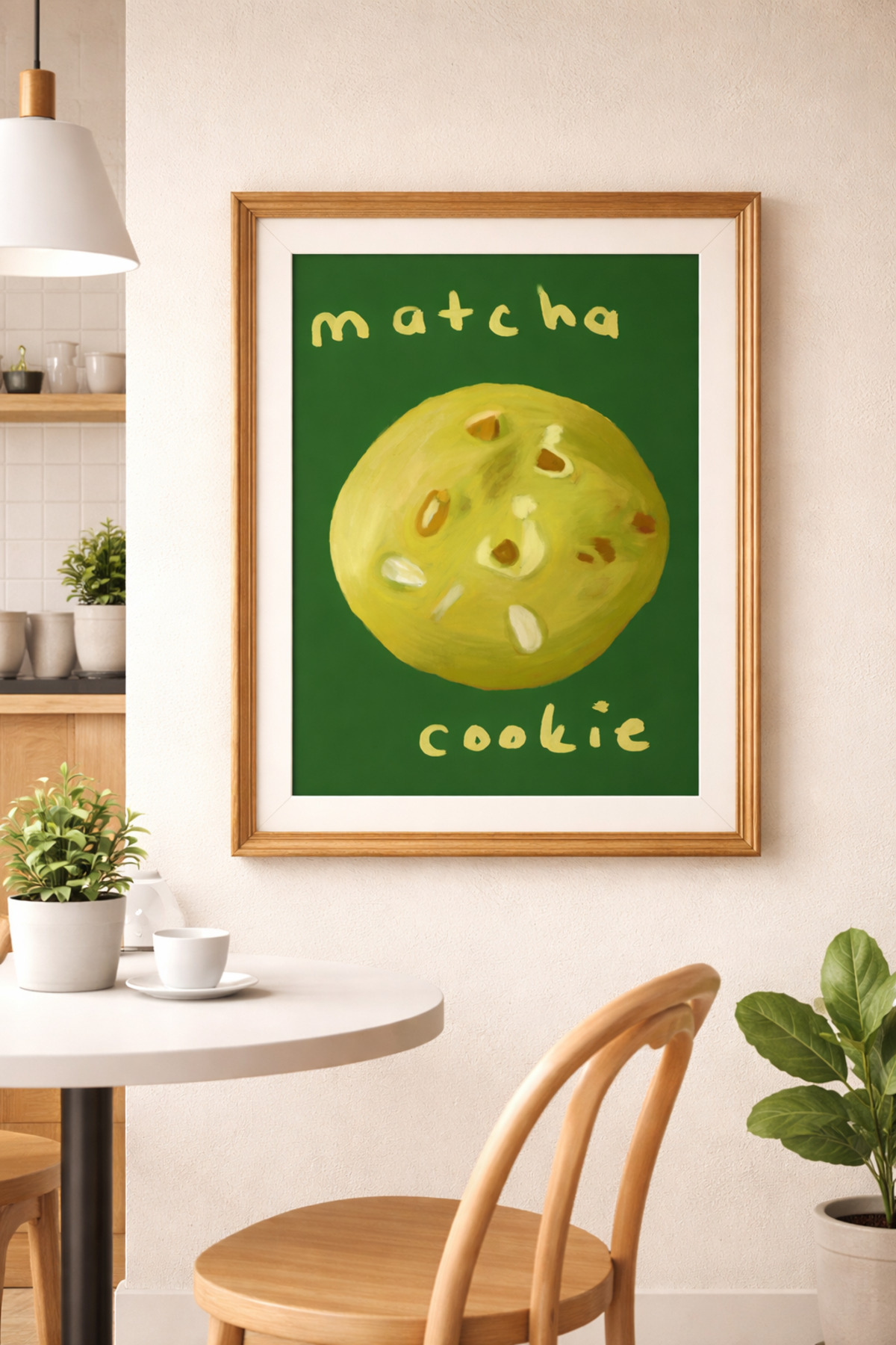 Matcha Cookie Tablo Modern Mutfak Poster Tatlı İllüstrasyon Duvar Dekoru Çerçevesiz