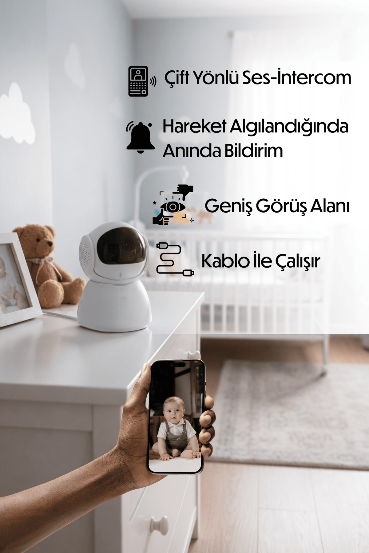 Divex Akıllı Güvenlik Kamerası - Full HD WiFi, 360° Takip, Gece Görüşlü, Bebek Kamerası fotoğrafı 4 (önizleme)