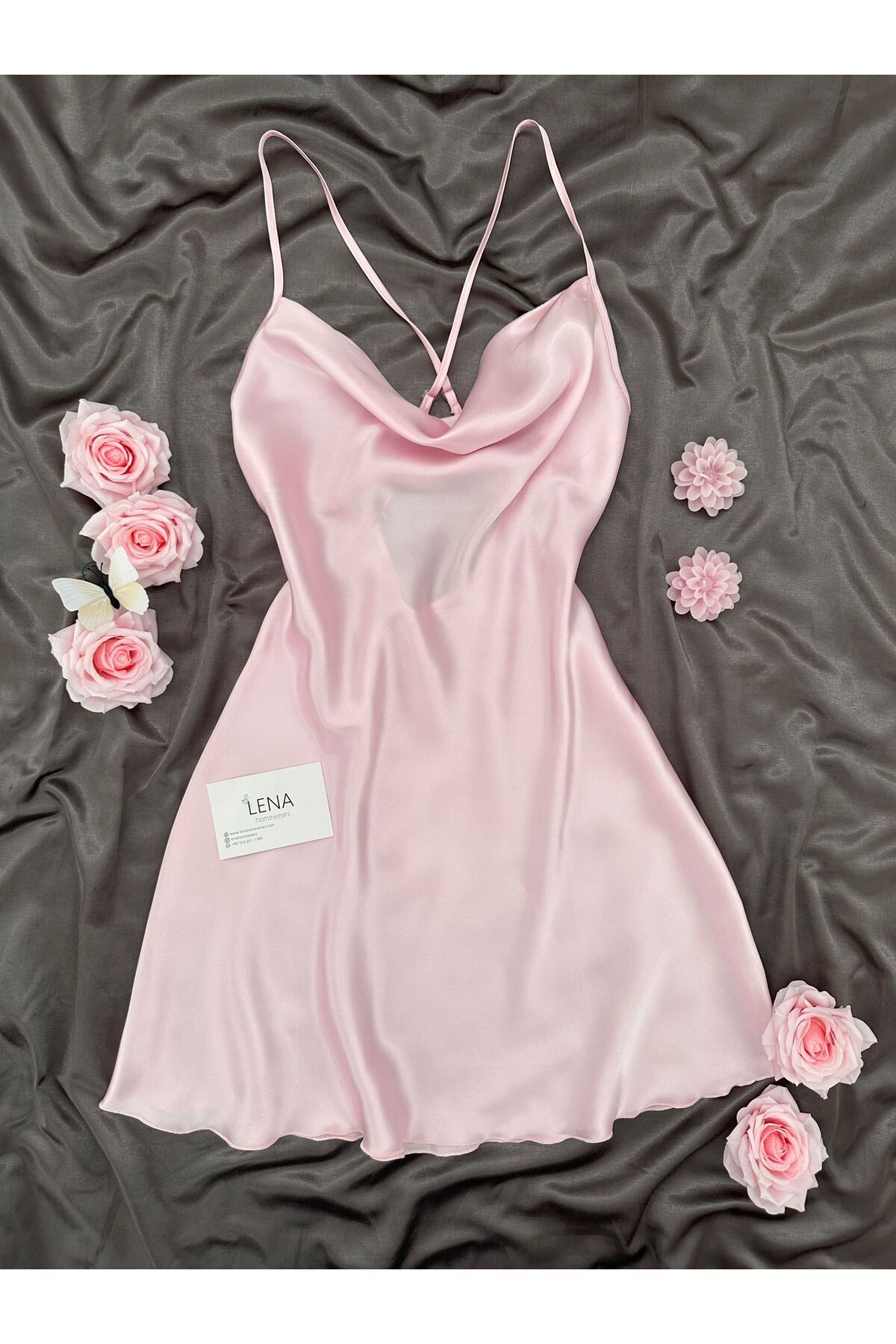 Women's Degaje Collar Satin Nightgown