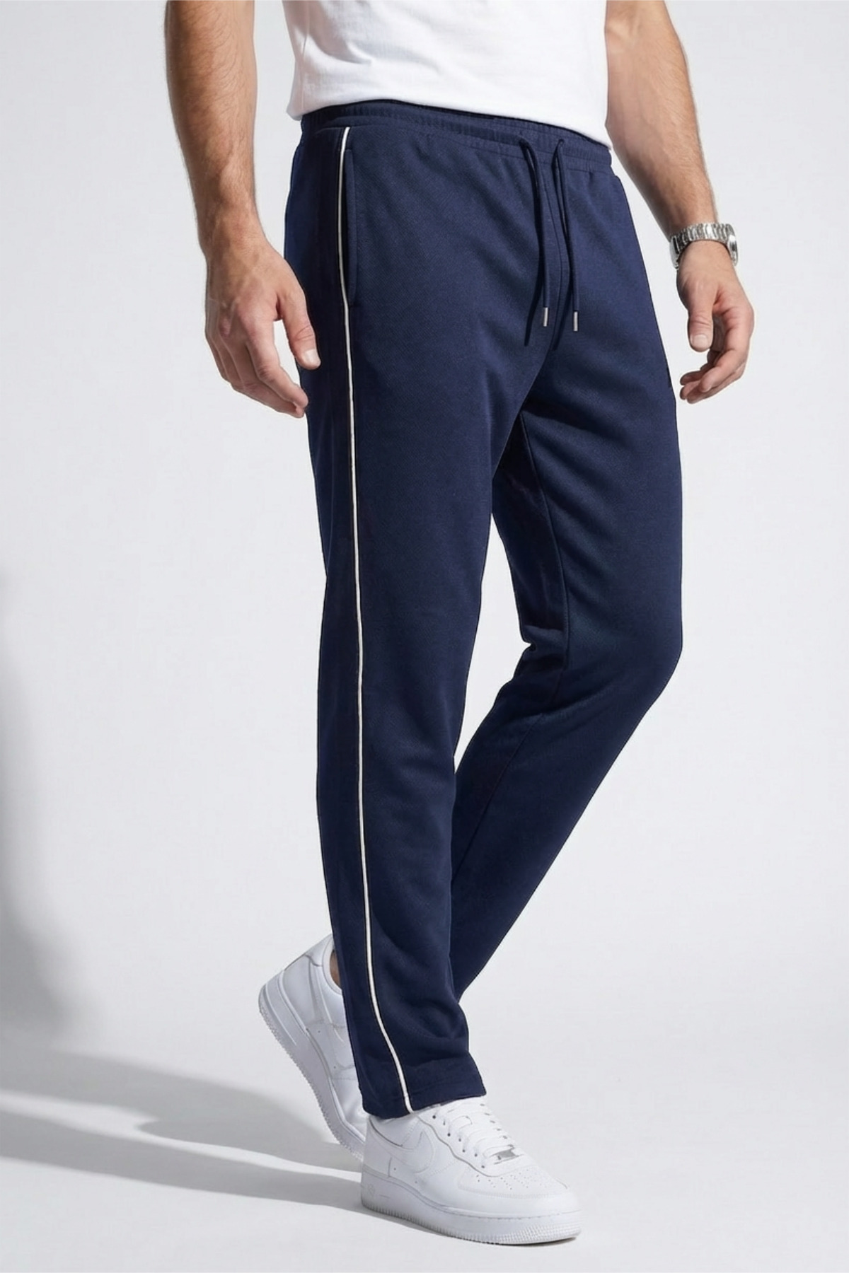 Men's Navy Blue Elastic Waist Baggy Sweatpants