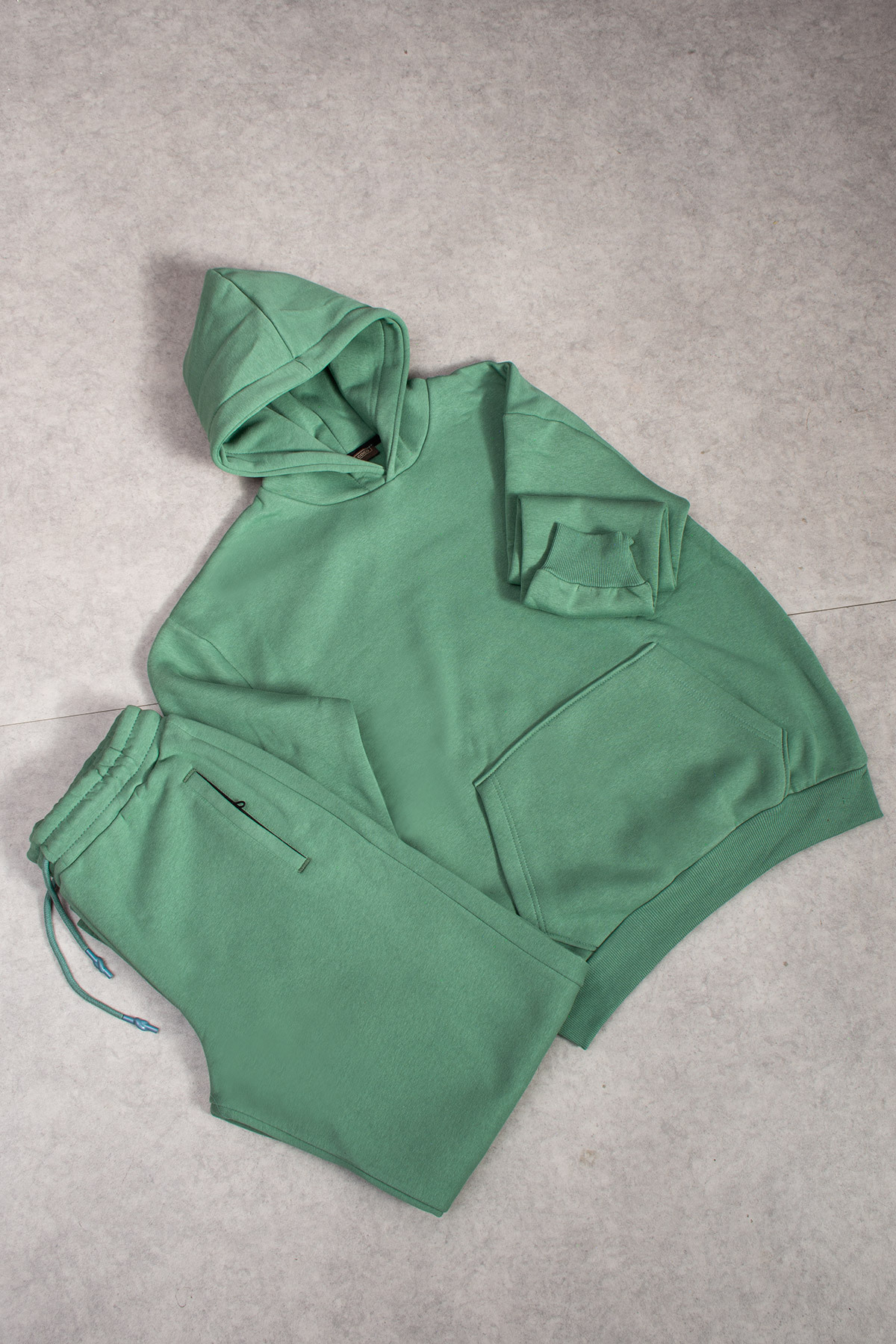 Erkek Oversize 3 İplik Şardonlu Su Yeşili Eşofman Takımı — سبز 2980 — تصویر 3 از 3