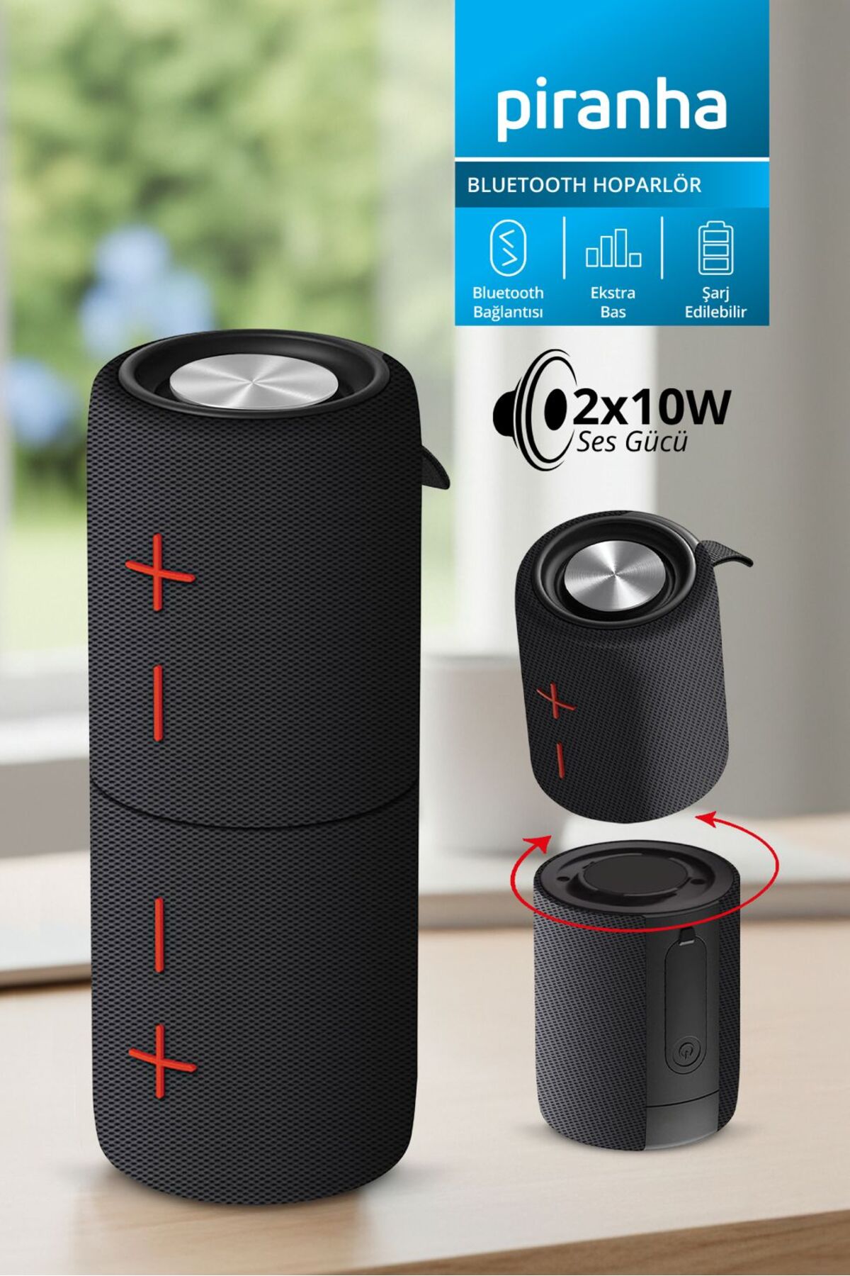 PIRAHNA 7852-S Taşınabilir Bluetooth Hoparlör 20W | TWS Stereo