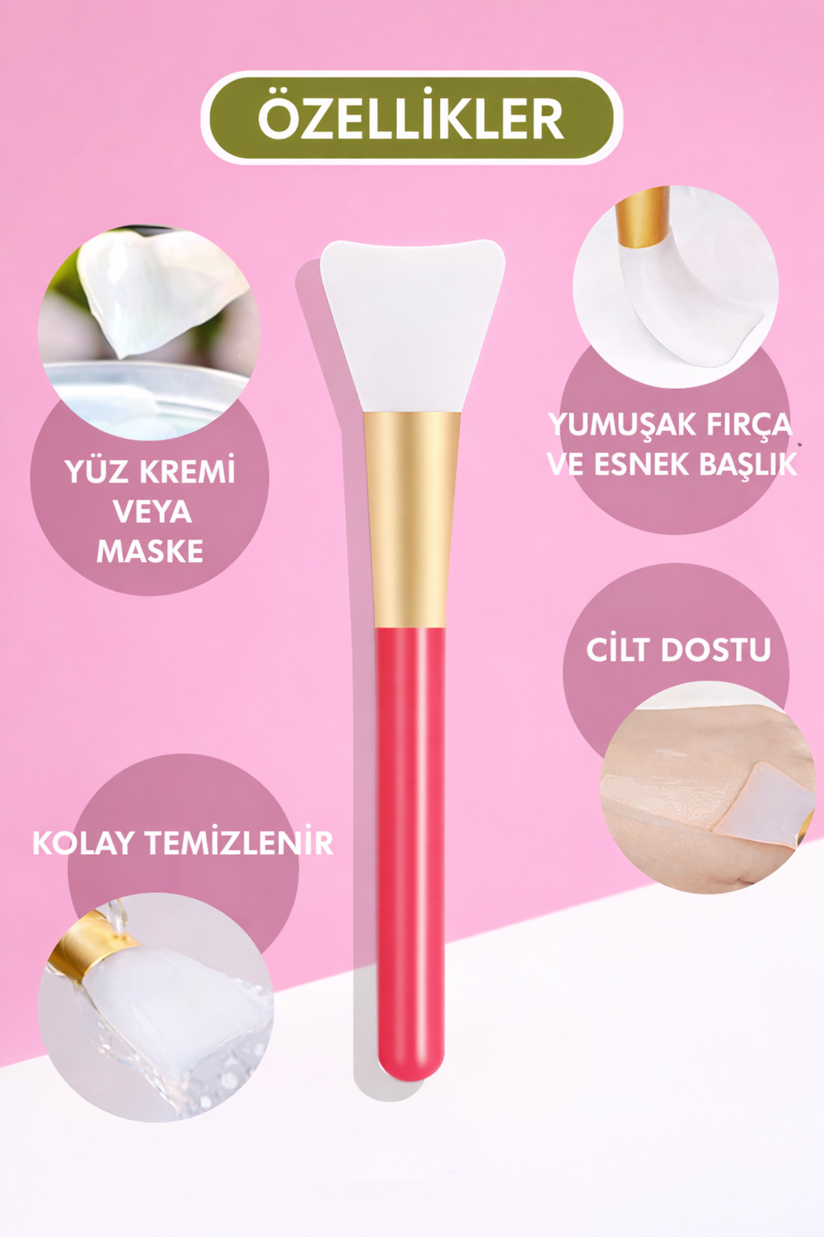 3'lü Cilt Bakım Seti 2li %100 Doğal Yeşim Taşı Seti Gua Sha Masaj Taşı + Maske Sürme Aparatı — BYZM-3LÜST-MKY — تصویر 4 از 4