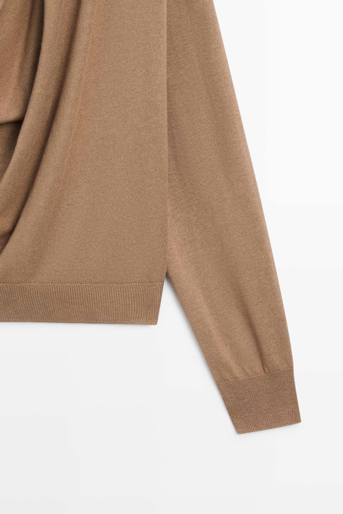 Massimo Dutti  Pamuklu degaje yaka triko kazak - Görsel 7
