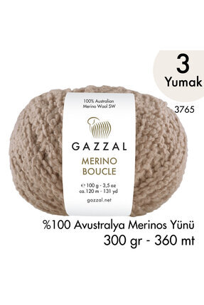 Gazzal Merino Boucle 3765 El Örgü İpliği 3 Yumak 300 gr