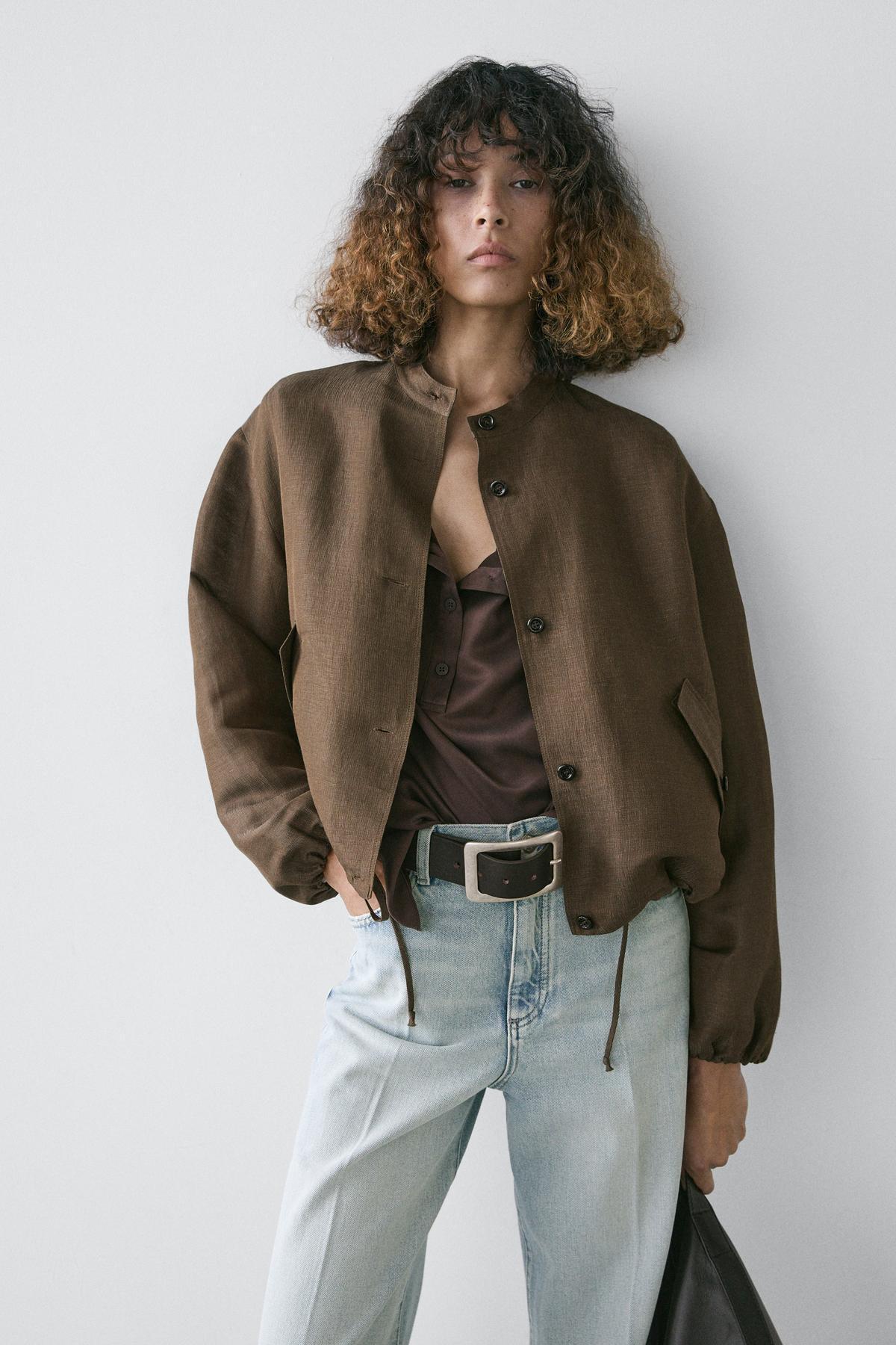 Massimo Dutti  Keten ipek bomber ceket - Görsel 2