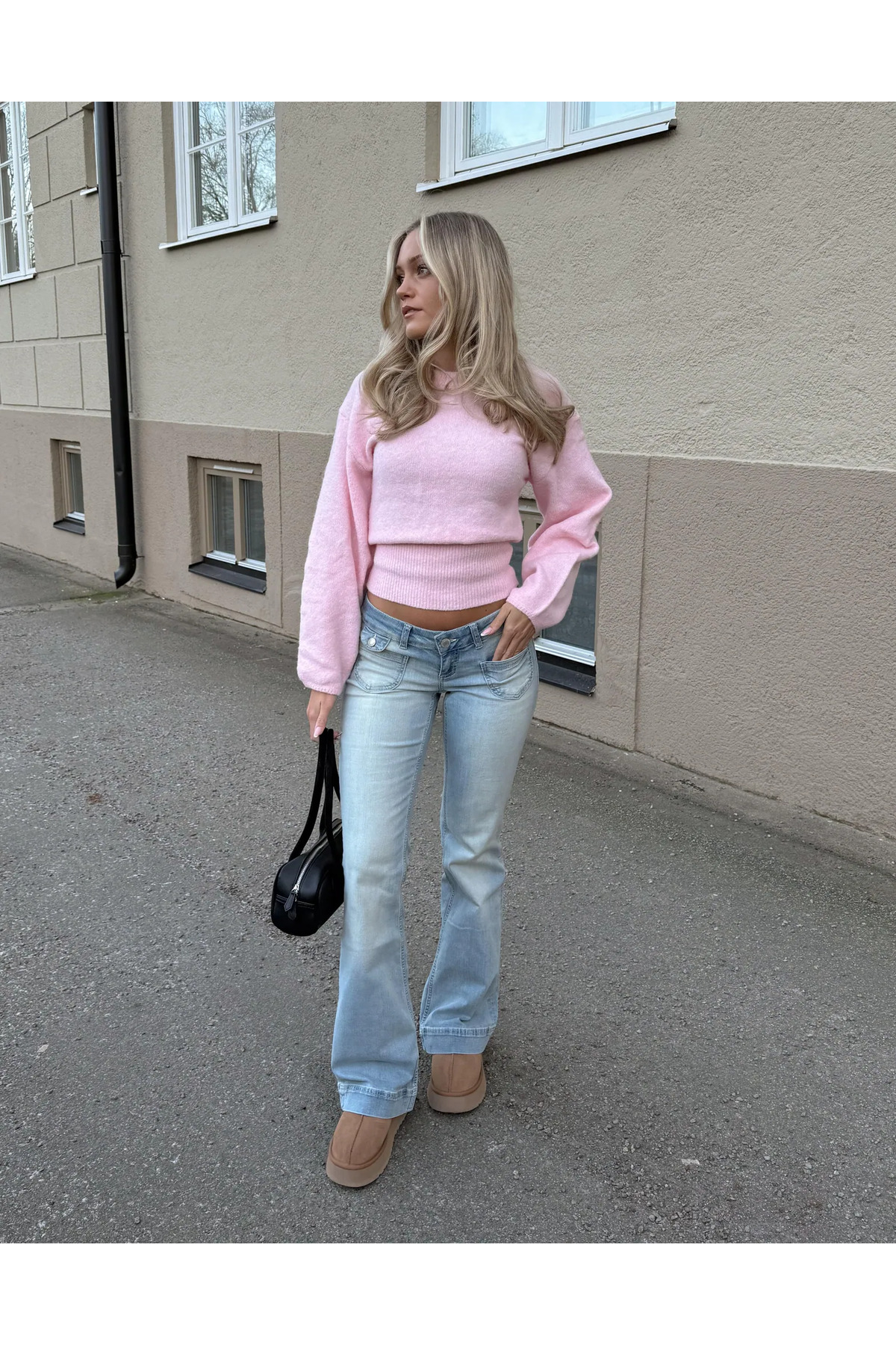 messygirl  Minş Çift Cepli Slim Fit Düşük Bel Flared Pantolon