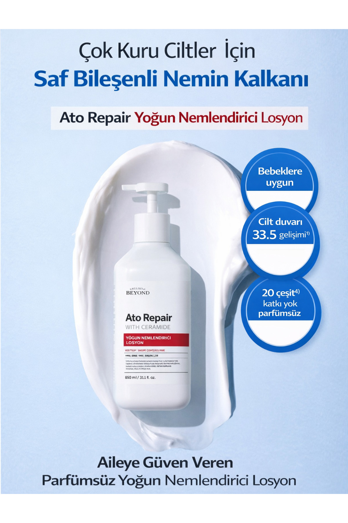 ATO Repair Intensive Lotion 650 ml Seramid Hyaluronik Asit Panthenol Vücut Losyonu — 10275518 — تصویر 3 از 5